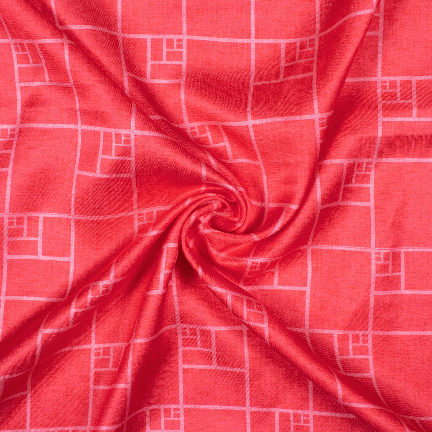 Cerise Pink Geometric Pattern Digital Print Crepe Silk Fabric