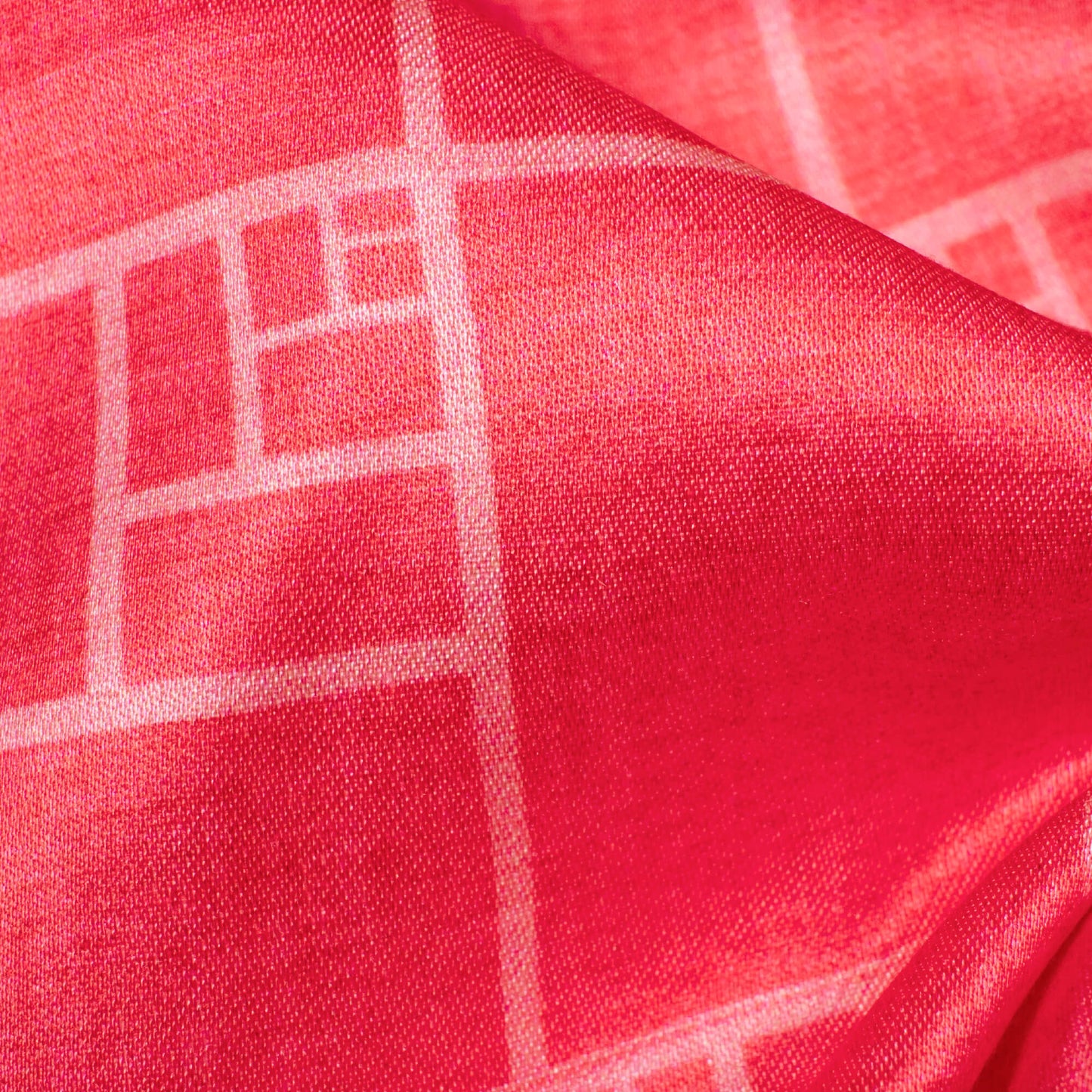 Cerise Pink Geometric Pattern Digital Print Crepe Silk Fabric