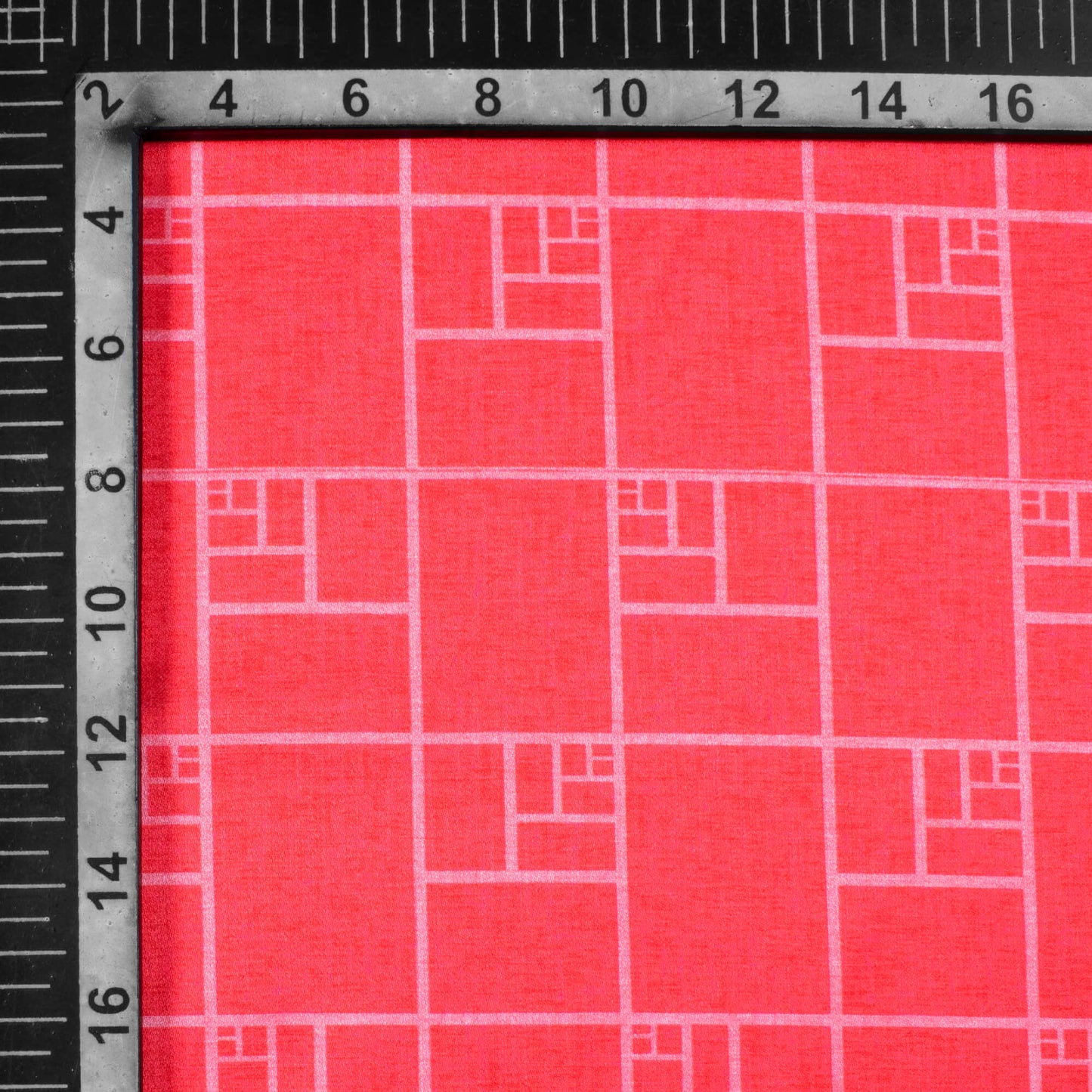 Cerise Pink Geometric Pattern Digital Print Crepe Silk Fabric