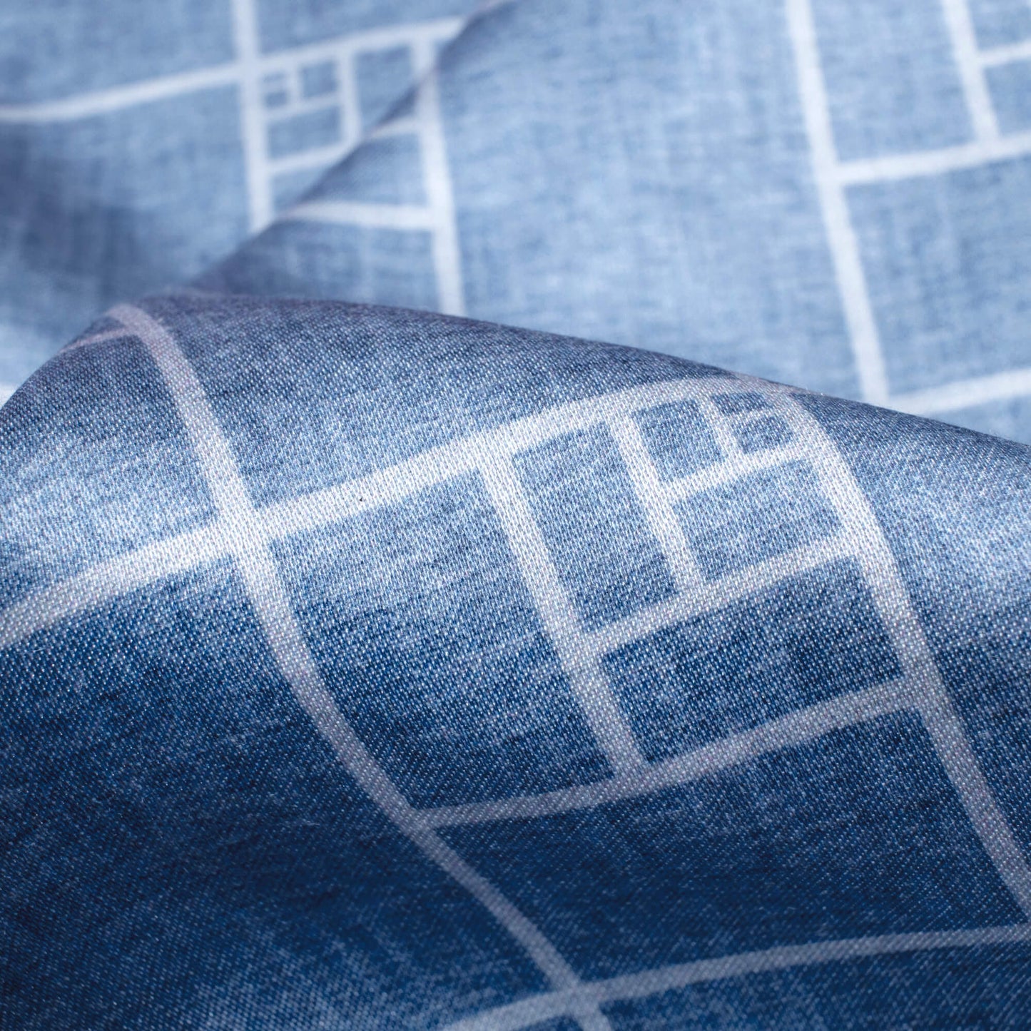 Regal Blue Geometric Pattern Digital Print Crepe Silk Fabric
