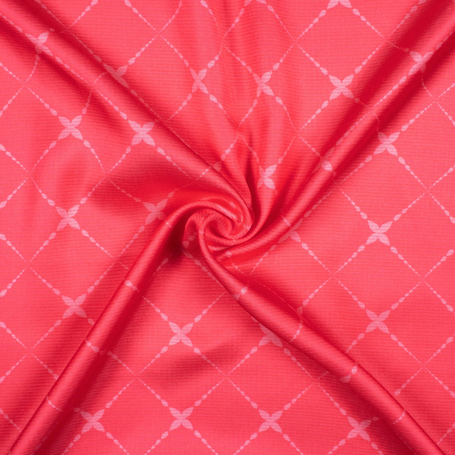 Cerise Pink Geometric Pattern Digital Print Crepe Silk Fabric