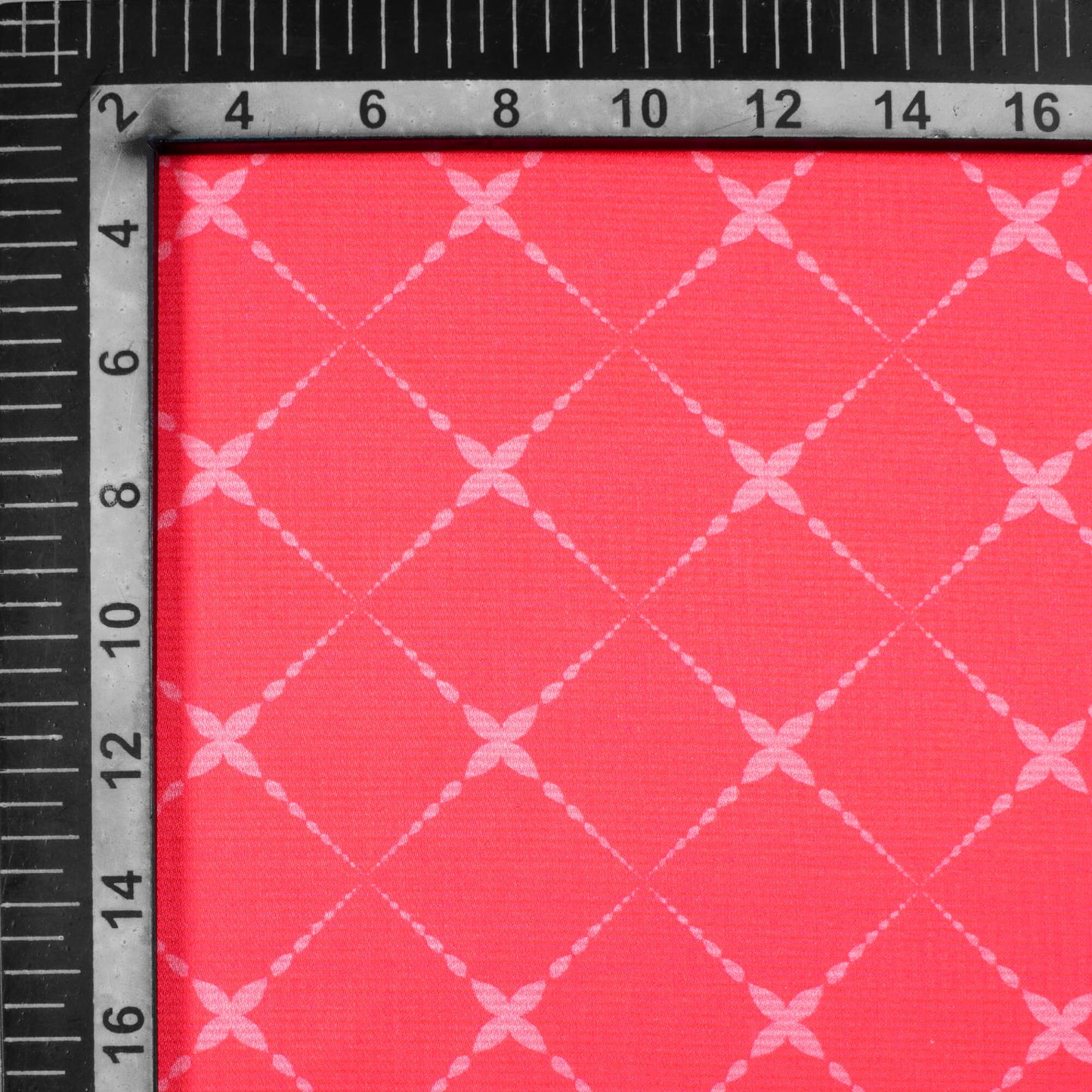 Cerise Pink Geometric Pattern Digital Print Crepe Silk Fabric