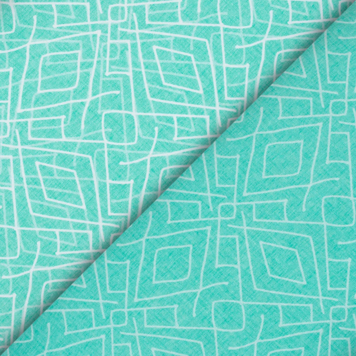 Turquoise Geometric Pattern Digital Print Crepe Silk Fabric