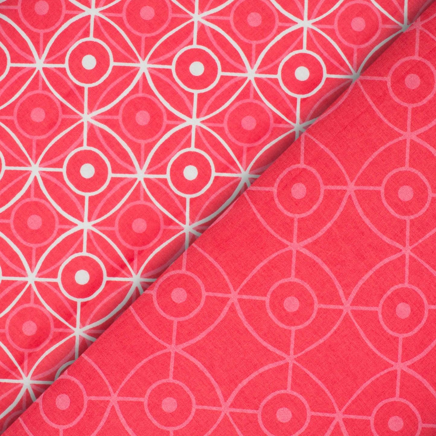 Cerise Pink And White Geometric Pattern Digital Print Crepe Silk Fabric