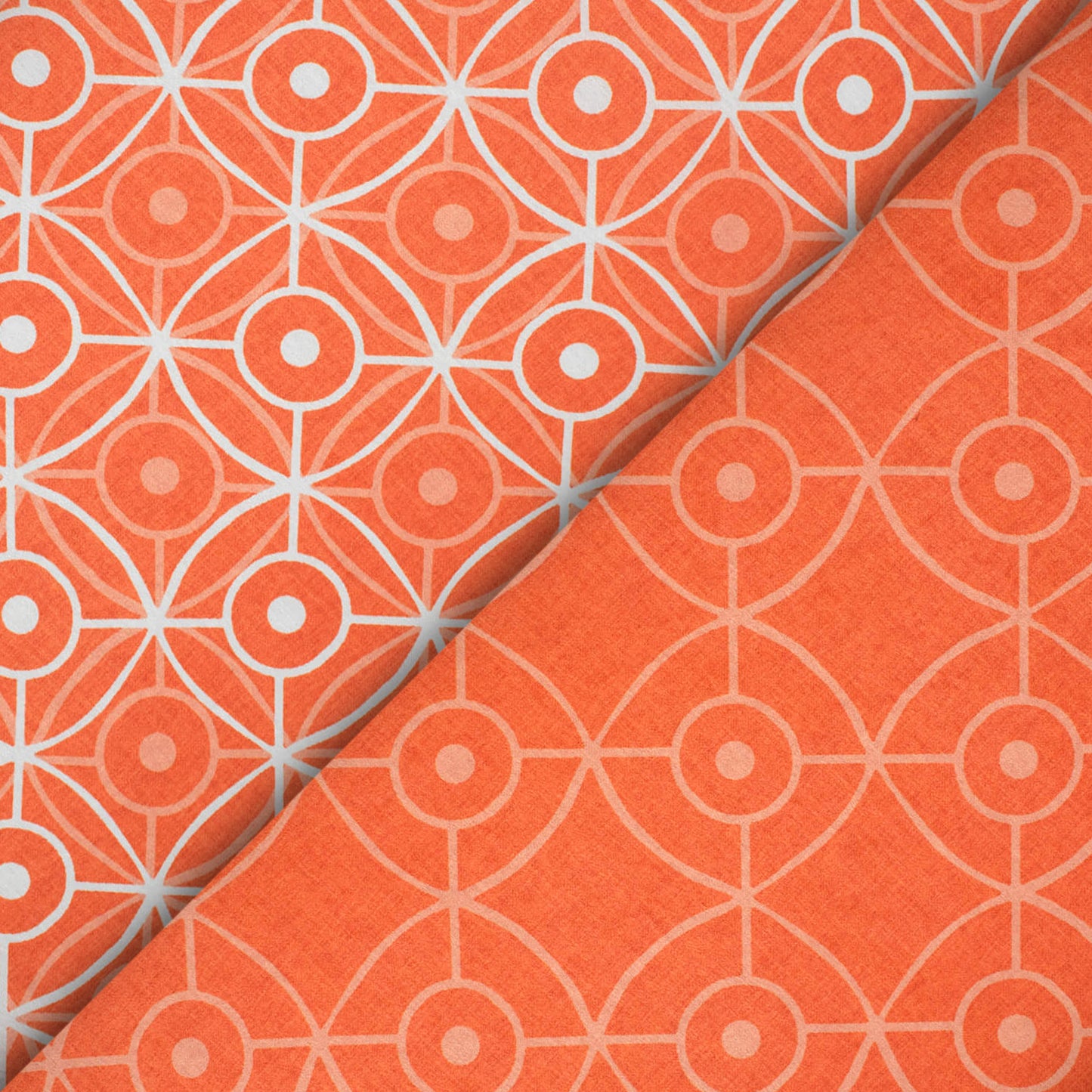 Coral Peach Geometric Pattern Digital Print Crepe Silk Fabric