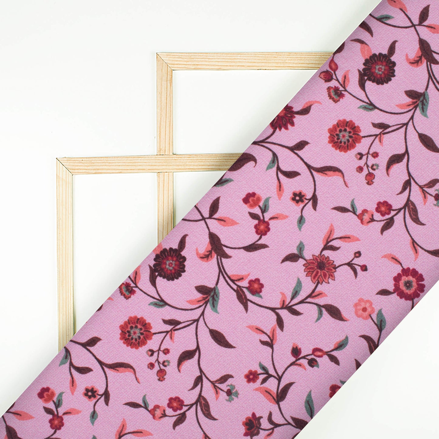 Carnation Pink And Maroon Floral Pattern Digital Print Crepe Silk Fabric