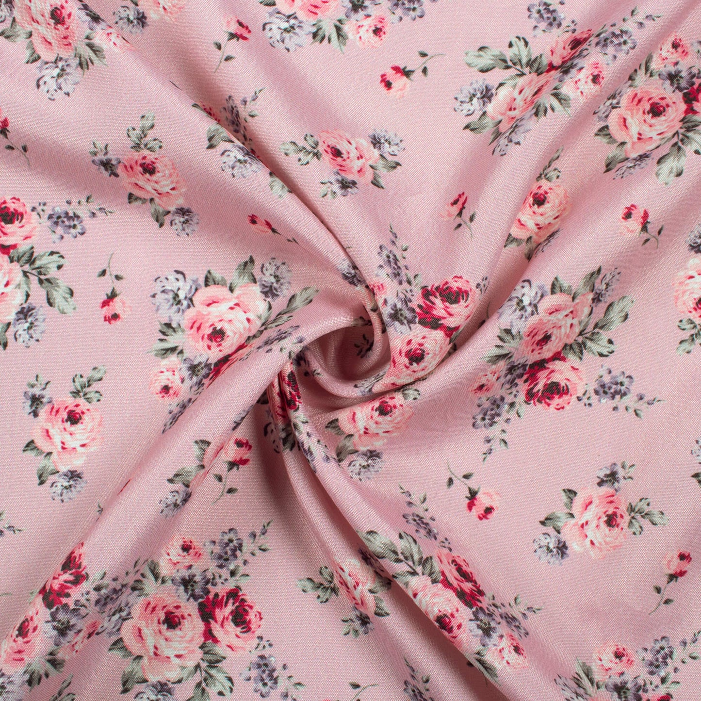 Baby Pink And Red Floral Pattern Digital Print Crepe Silk Fabric