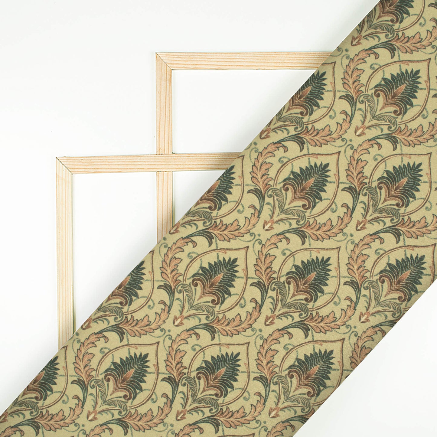 Olive Green Trellis Pattern Digital Print Crepe Silk Fabric