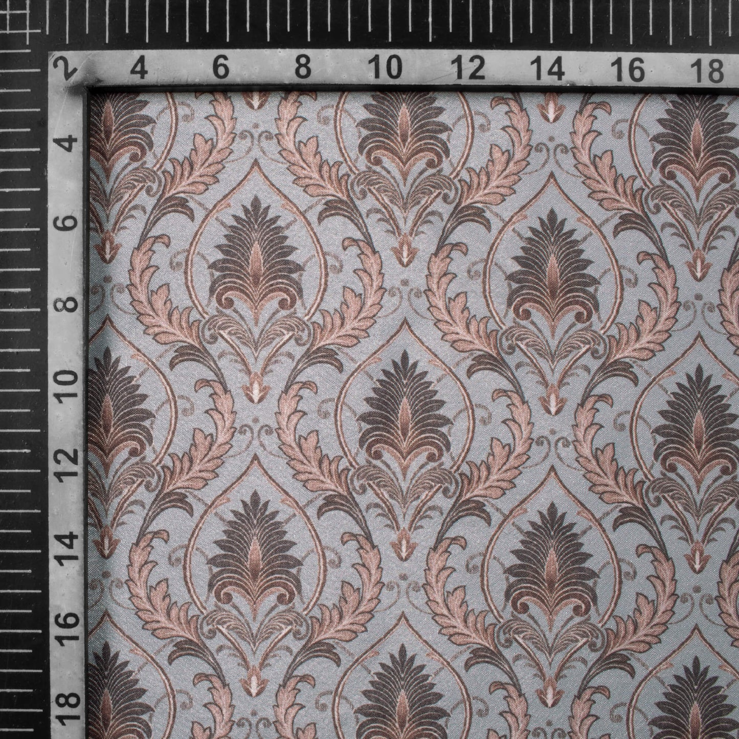 Slate Grey Trellis Pattern Digital Print Crepe Silk Fabric