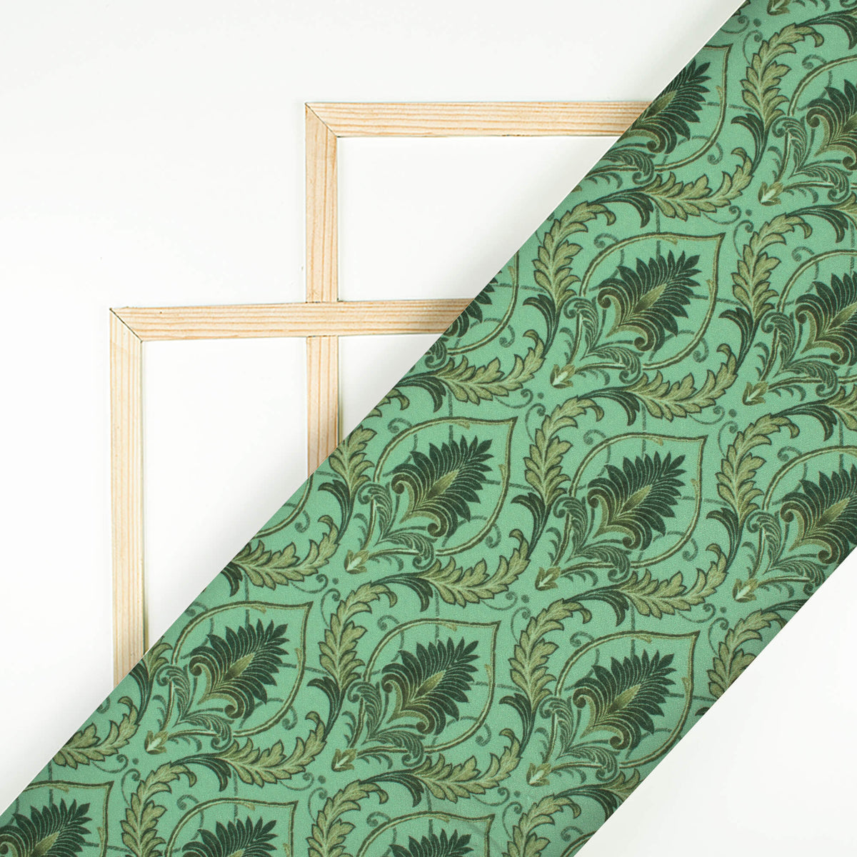 Mint Green Trellis Pattern Digital Print Crepe Silk Fabric