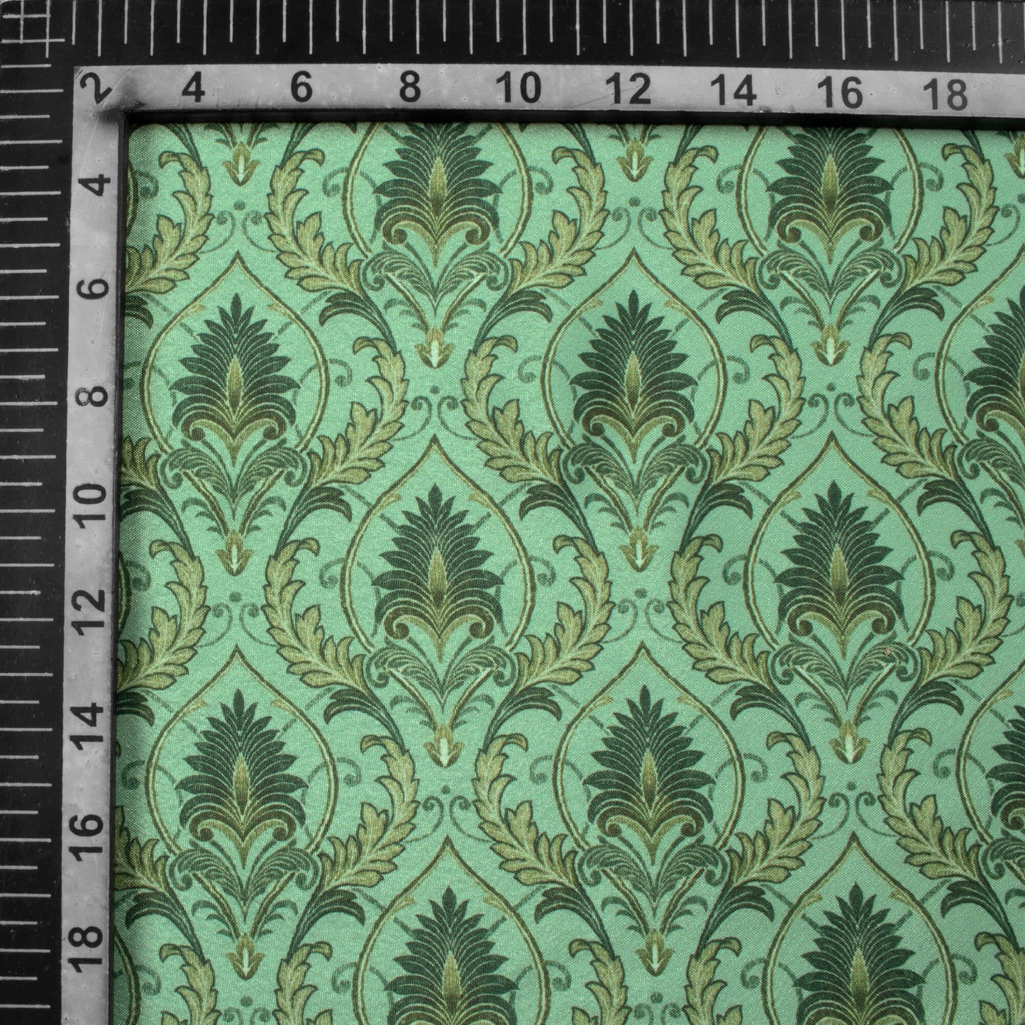 Mint Green Trellis Pattern Digital Print Crepe Silk Fabric