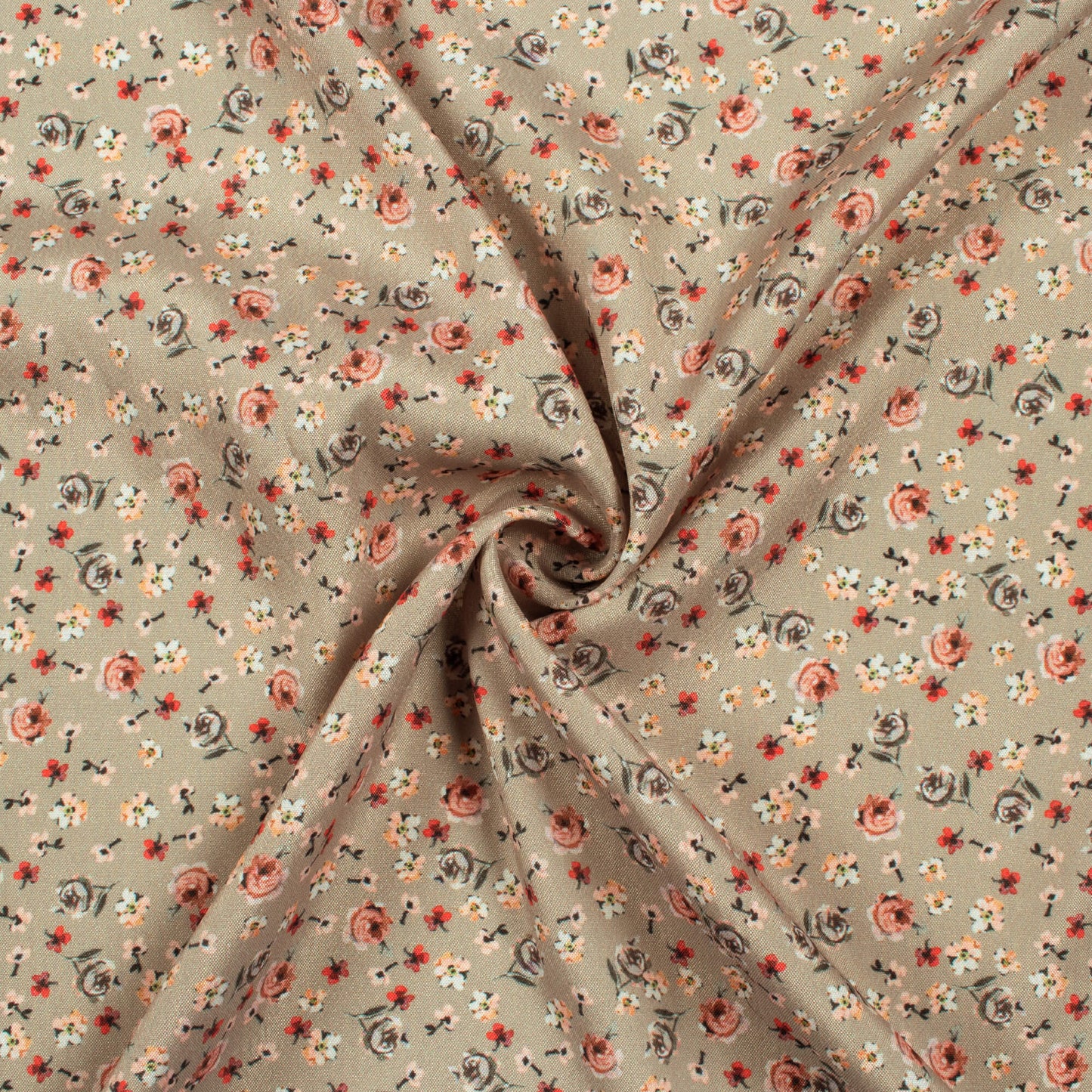 Light Brown Floral Pattern Digital Print Crepe Silk Fabric