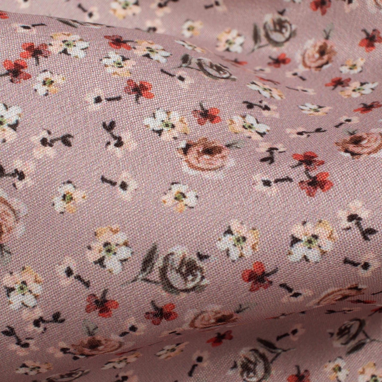 Lilac Purple Floral Pattern Digital Print Crepe Silk Fabric