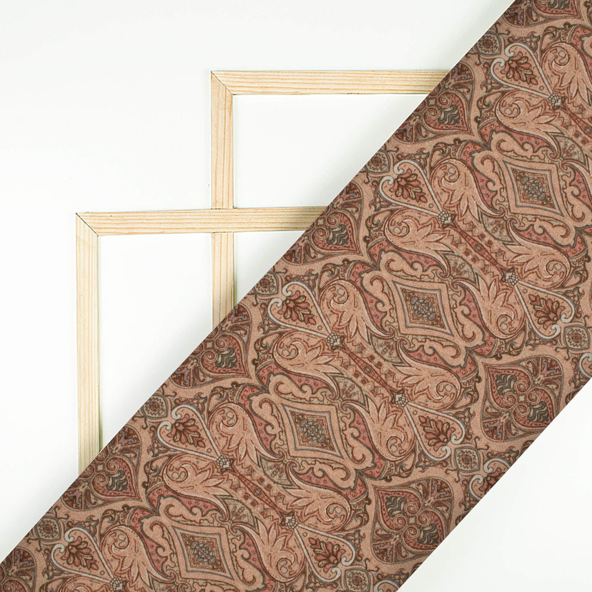Peach And Thulian Pink Ethnic Pattern Digital Print Crepe Silk Fabric