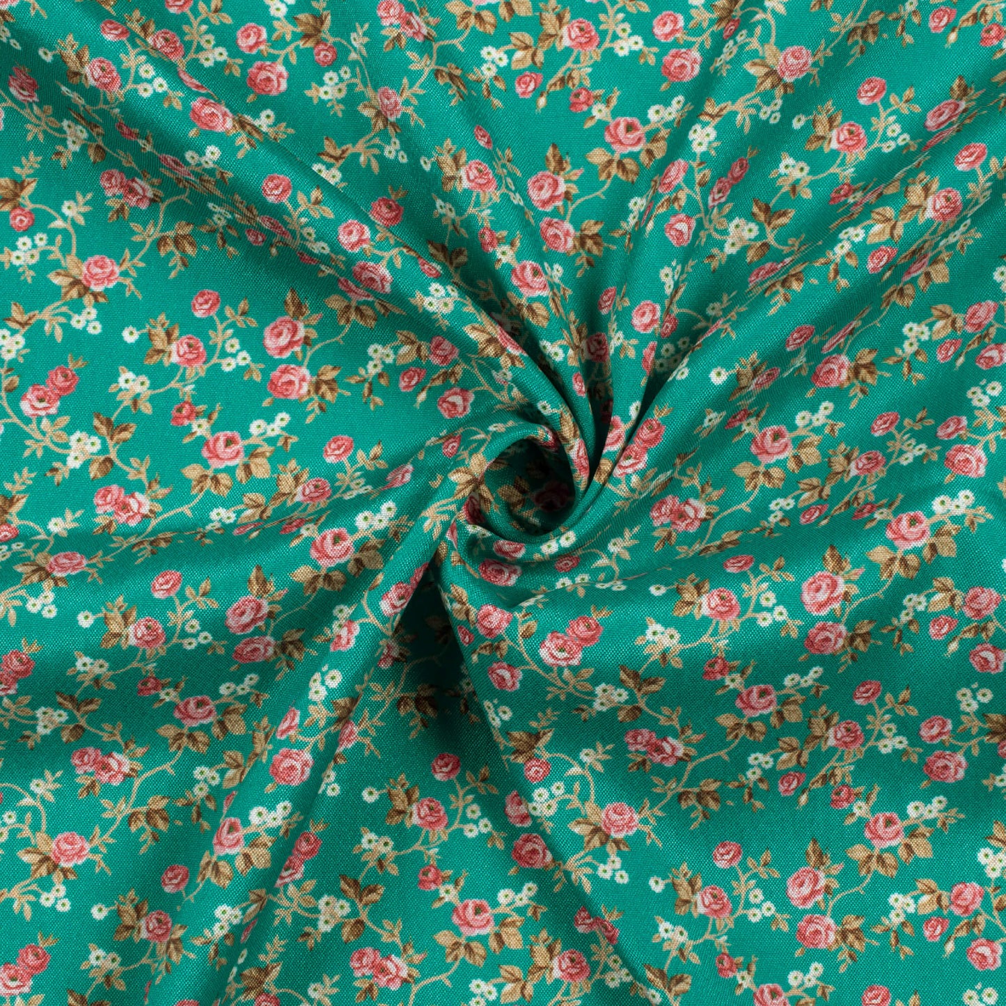 Dark Turquoise And Pink Floral Pattern Digital Print Crepe Silk Fabric