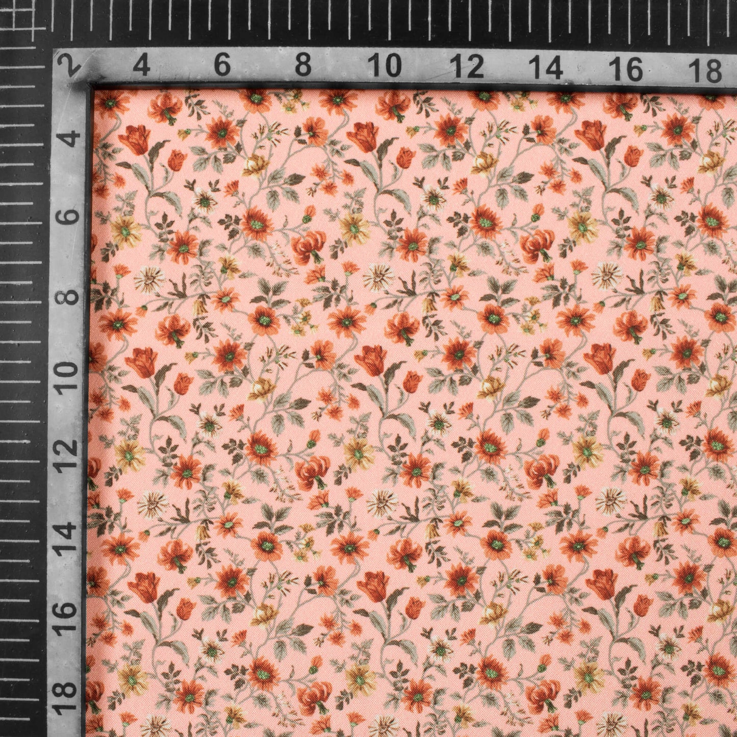 Flamingo Pink And Red Floral Pattern Digital Print Crepe Silk Fabric