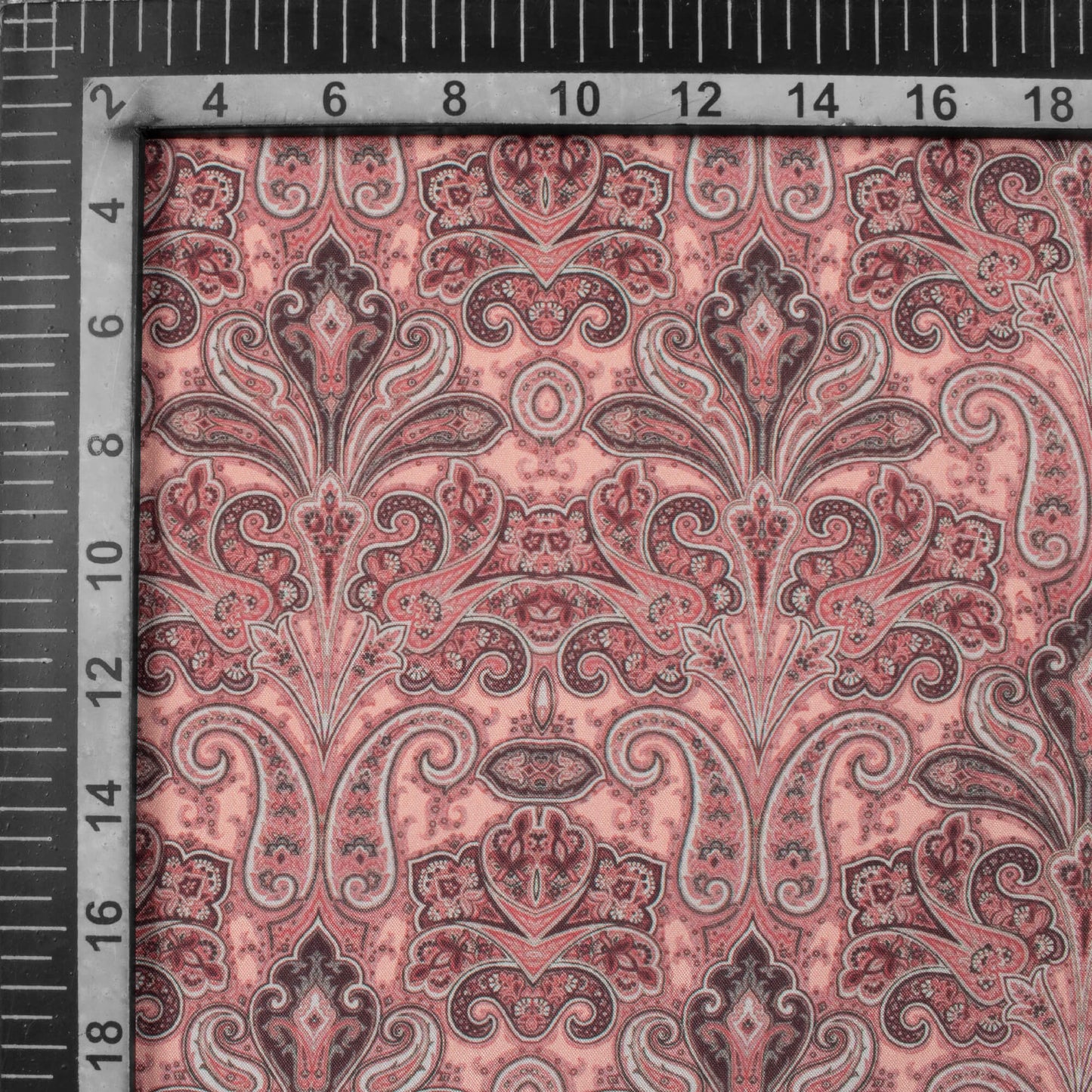 Baby Pink Paisley Pattern Digital Print Crepe Silk Fabric