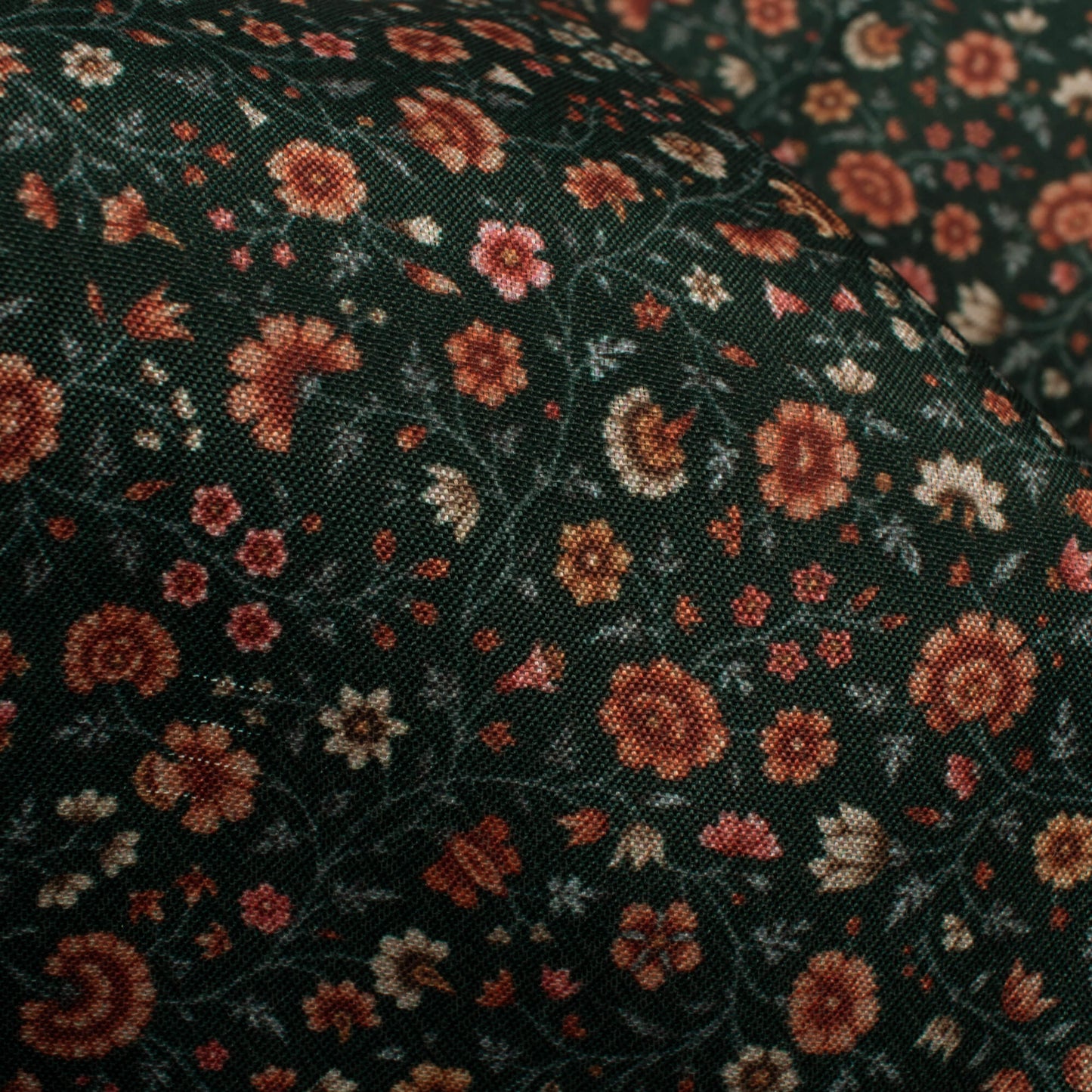 Sacramento Green And Pink Floral Pattern Digital Print Crepe Silk Fabric
