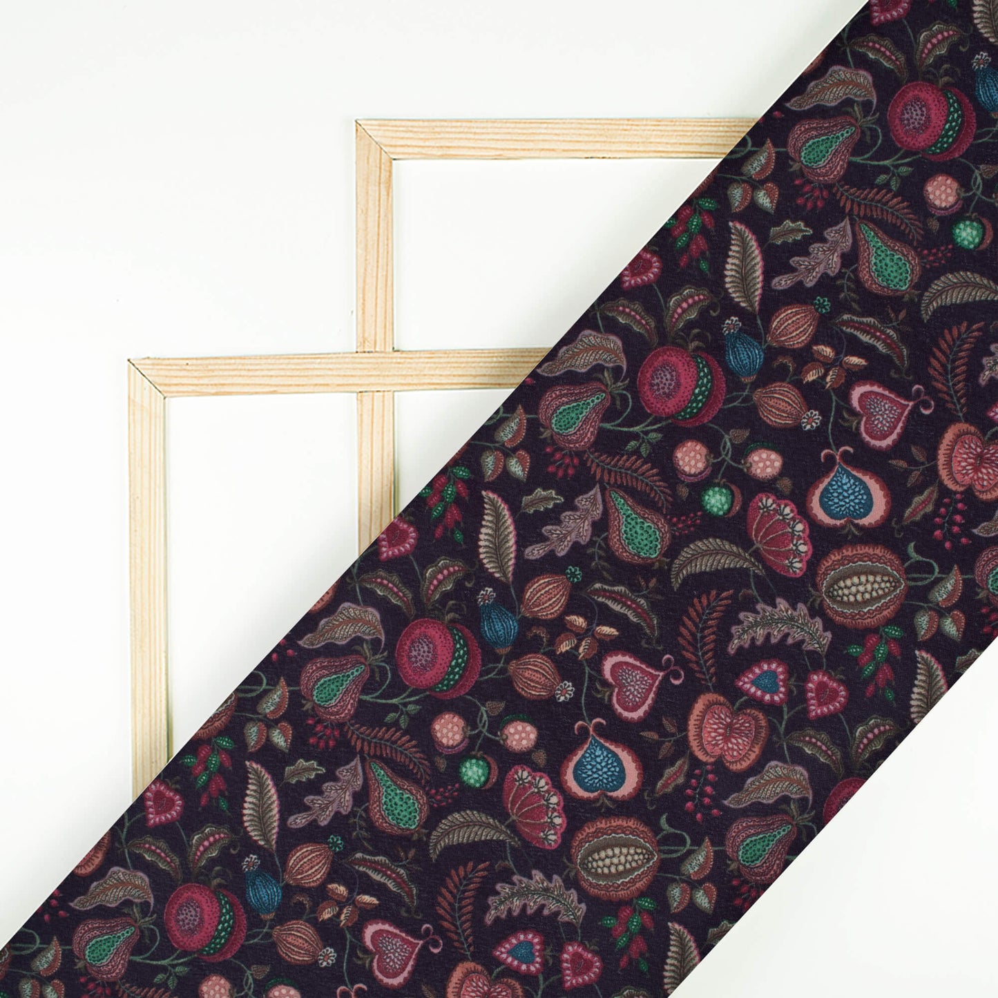 Black And Red Floral Pattern Digital Print Crepe Silk Fabric