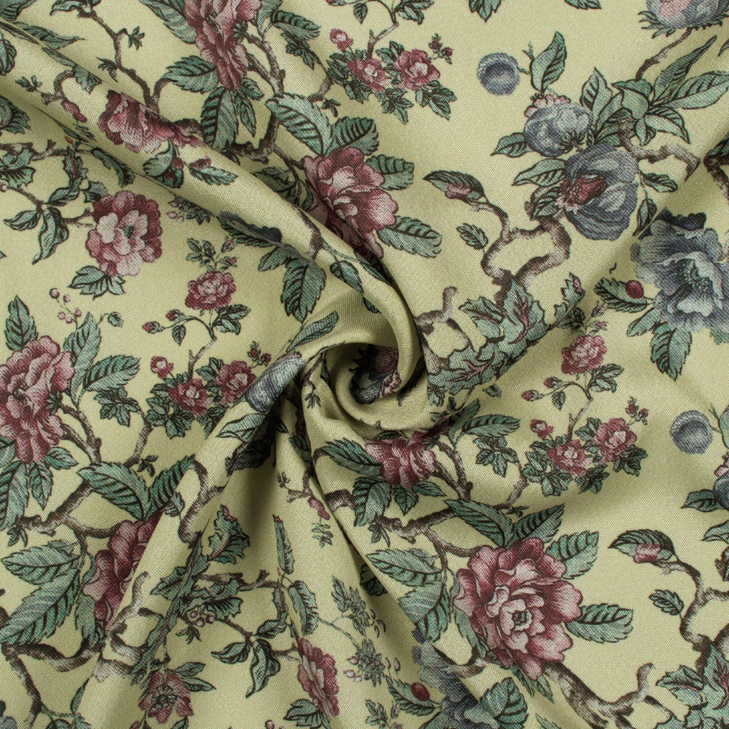 Elaichi Green And Pink Floral Pattern Digital Print Crepe Silk Fabric