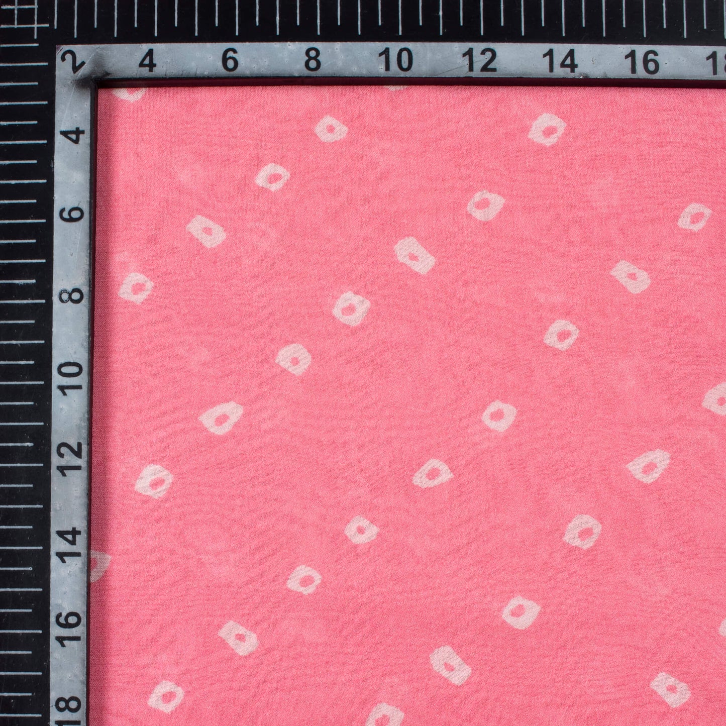 Flamingo Pink And White Bandhanii Pattern Digital Print Pure Georgette Fabric