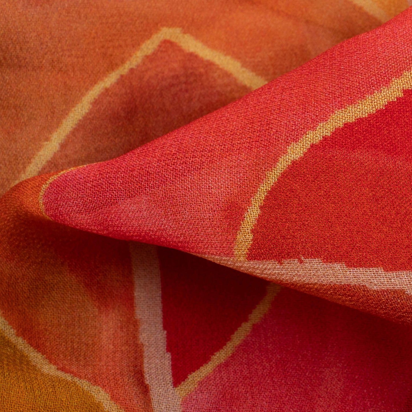 Red And Yellow Chevron Pattern Digital Print Pure Georgette Fabric