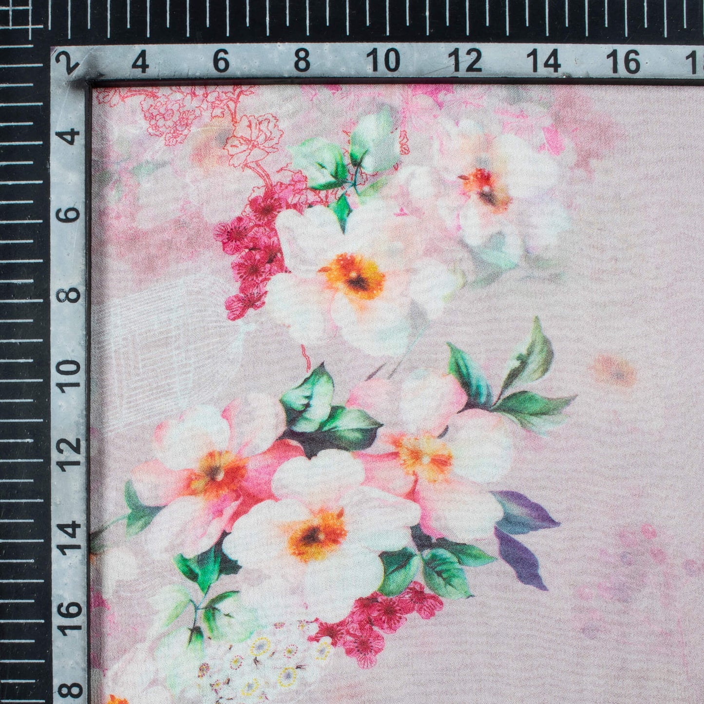 Thistle Purple And White Floral Pattern Digital Print Pure Georgette Fabric