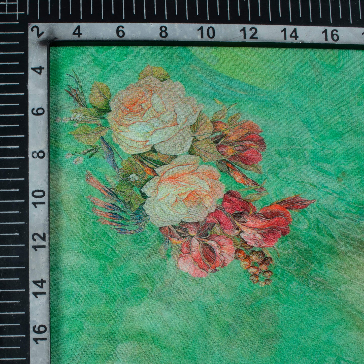 Jungle Green And Pink Floral Pattern Digital Print Pure Georgette Fabric