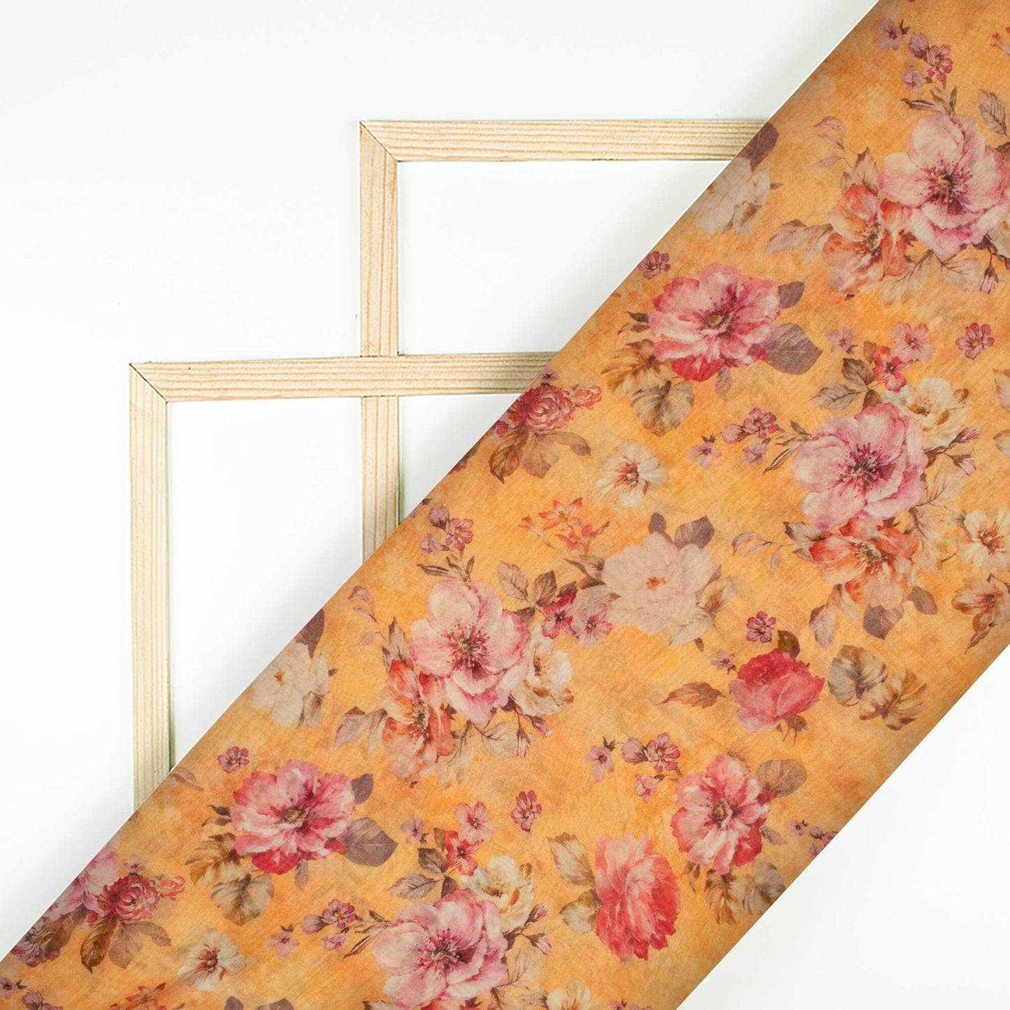 Pale Orange And Pink Floral Pattern Digital Print Pure Georgette Fabric