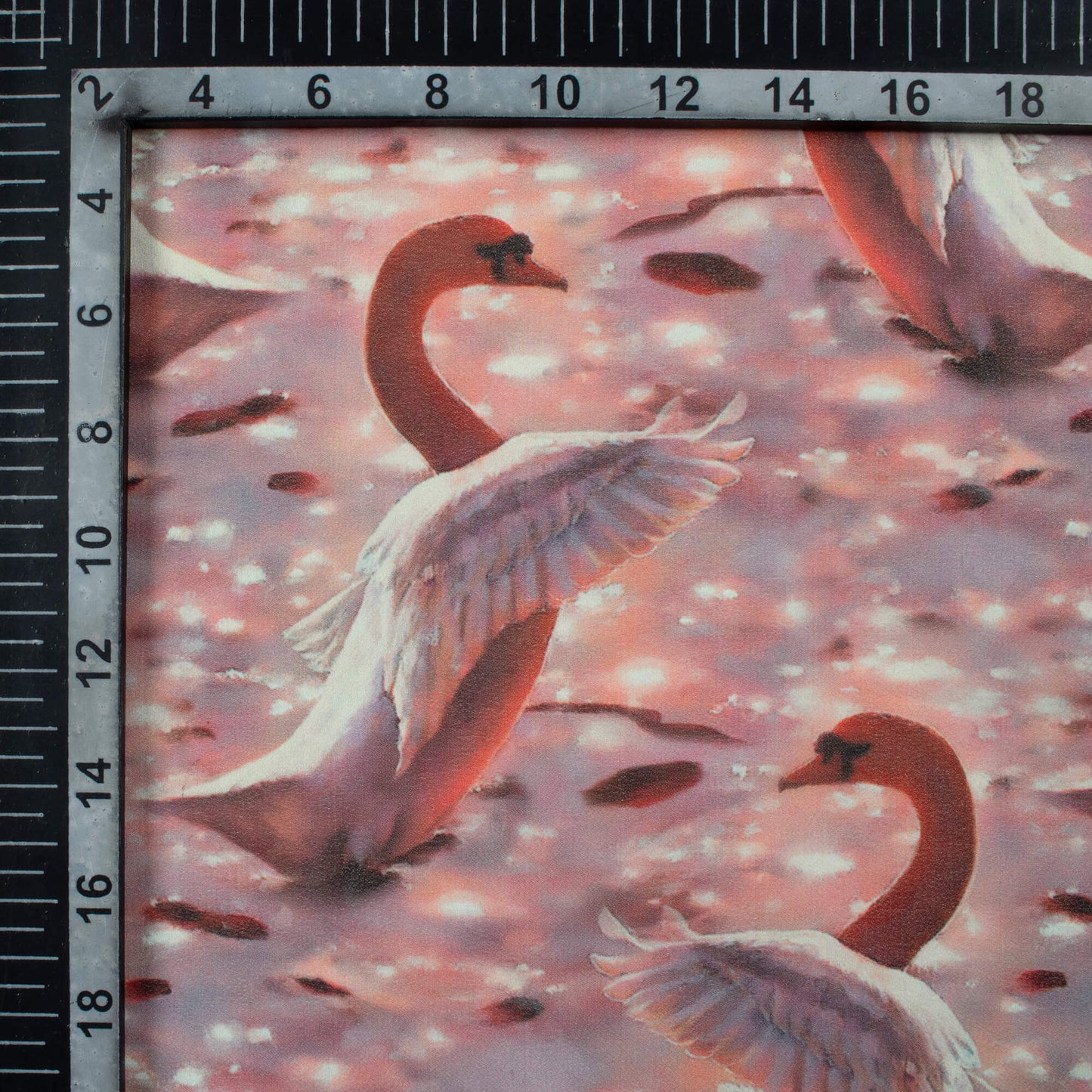 Reddish Brown Bird Pattern Digital Print Georgette Fabric