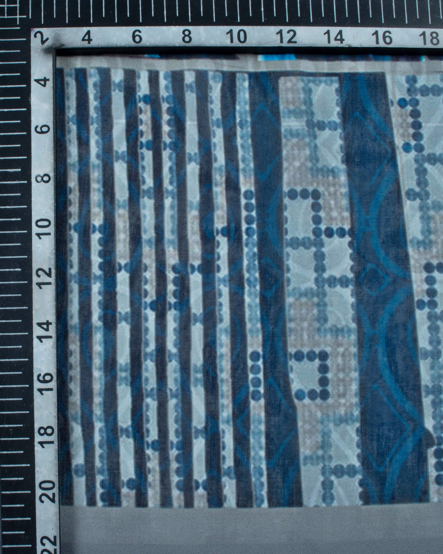 Royal Blue And Grey Stripes Pattern Digital Print Poly Voile Dupatta With Tassels