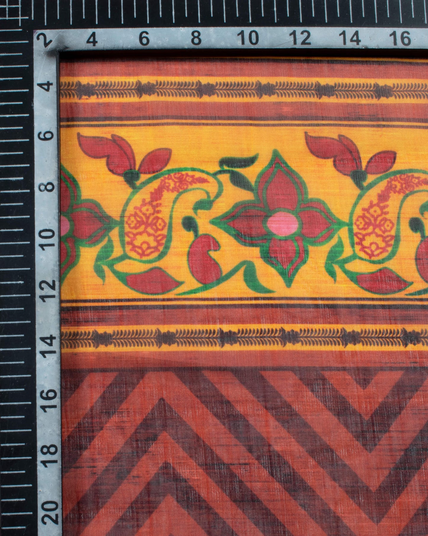 Maroon And Lime Green Leaf Pattern Digital Print Chiffon Dupatta With Tassels