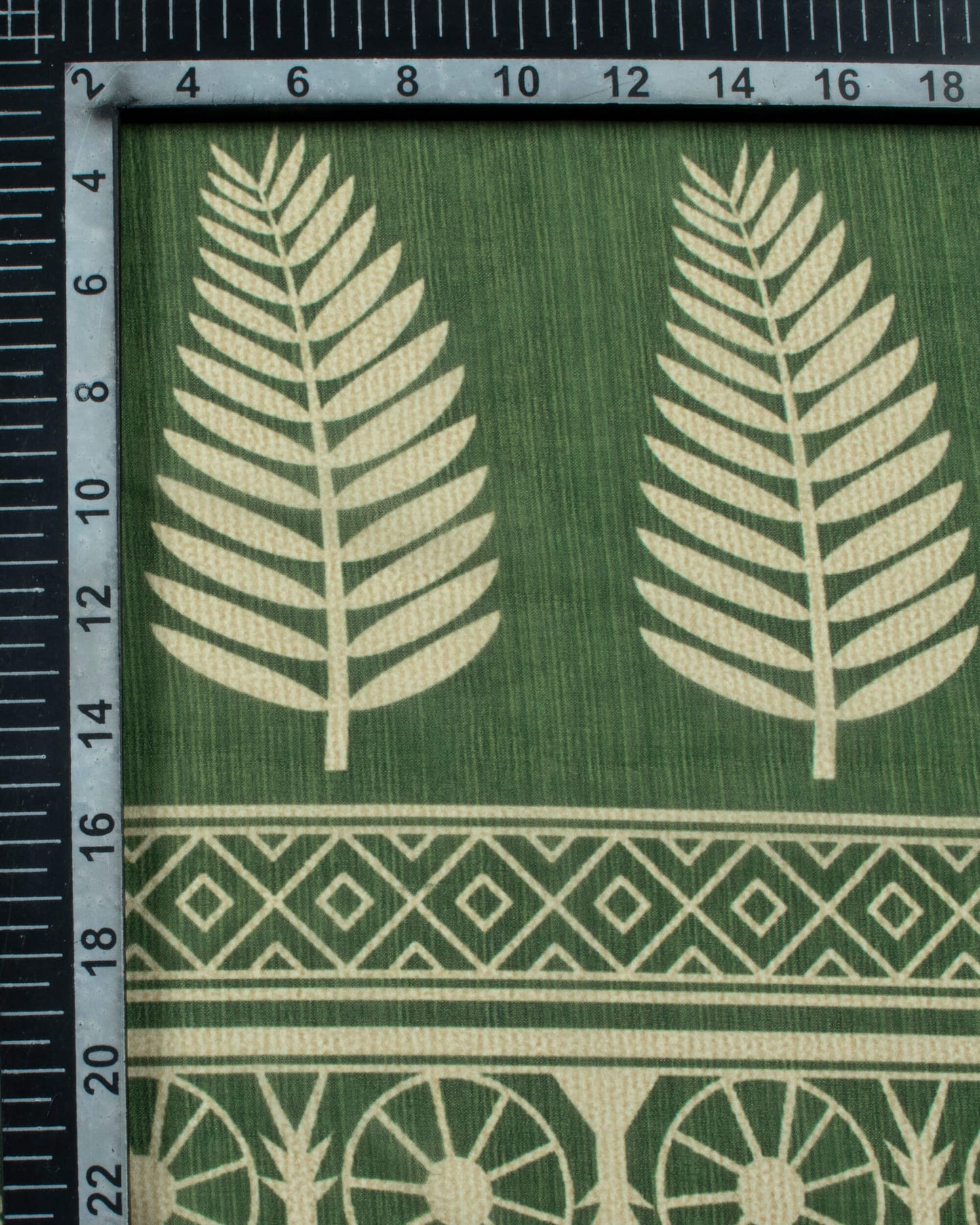 Fern Green And Beige Leaf Pattern Digital Print Georgette Dupatta With Tassels