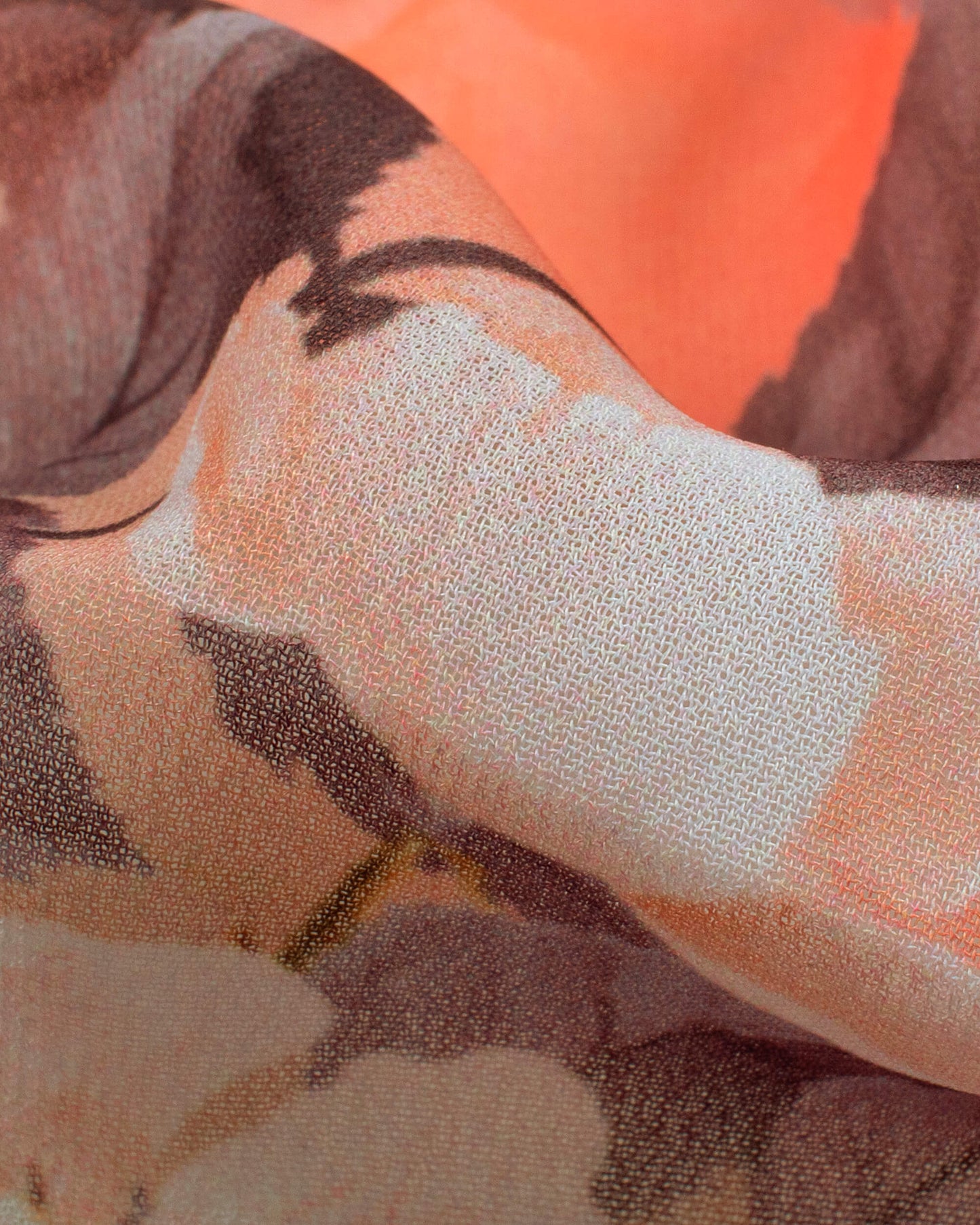 Salmon Pink And White Floral Pattern Digital Print Georgette Dupatta With Tassels