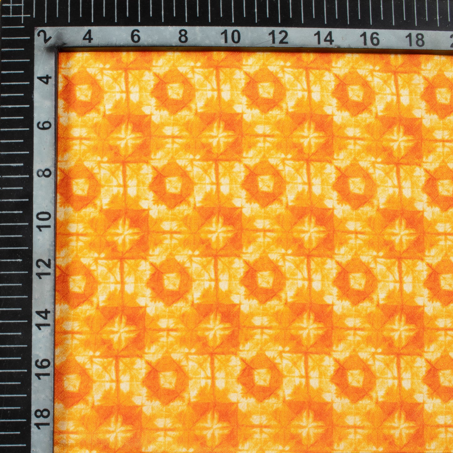 Fire Yellow Geometric Pattern Digital Print Crepe Silk Fabric