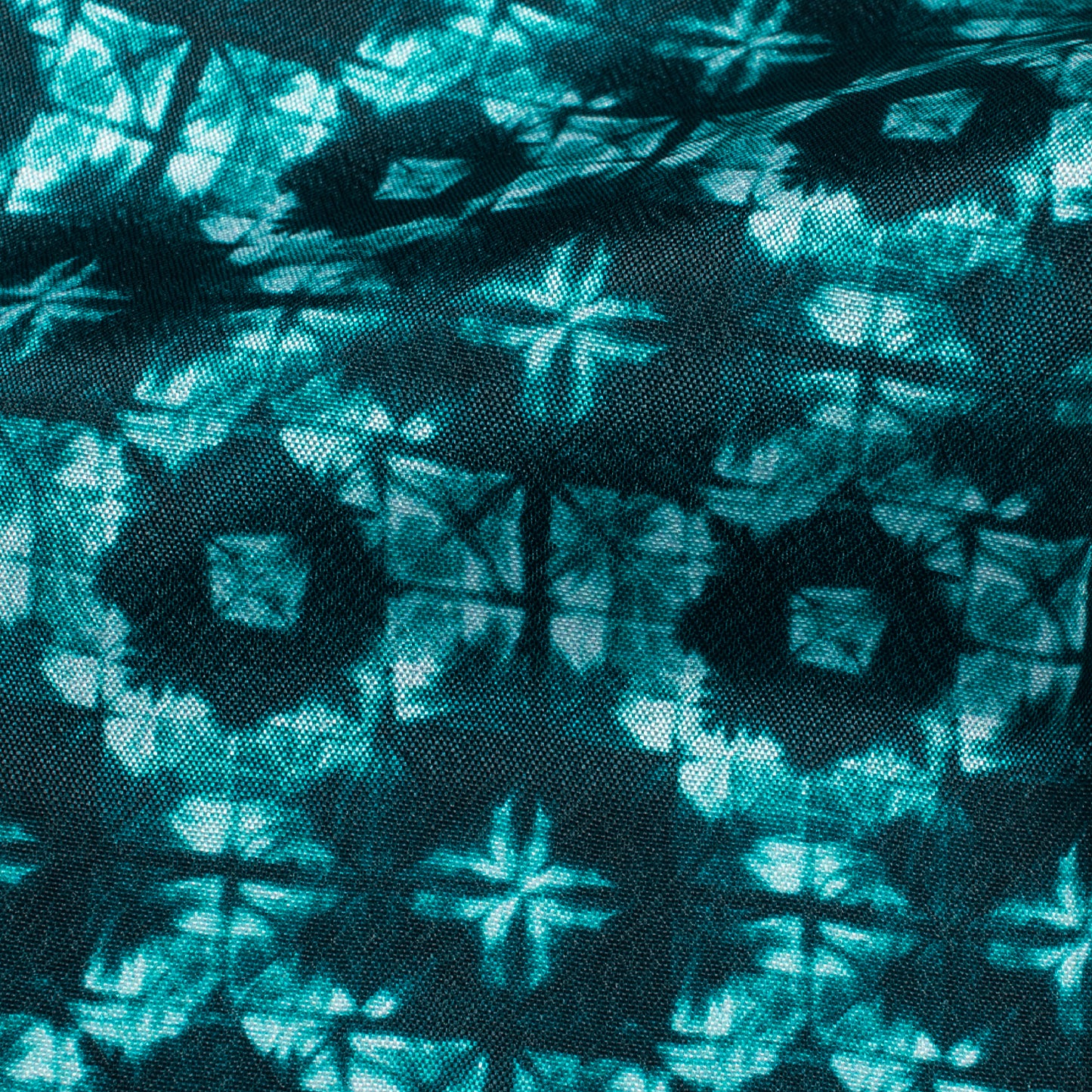 Teal Green Geometric Pattern Digital Print Crepe Silk Fabric