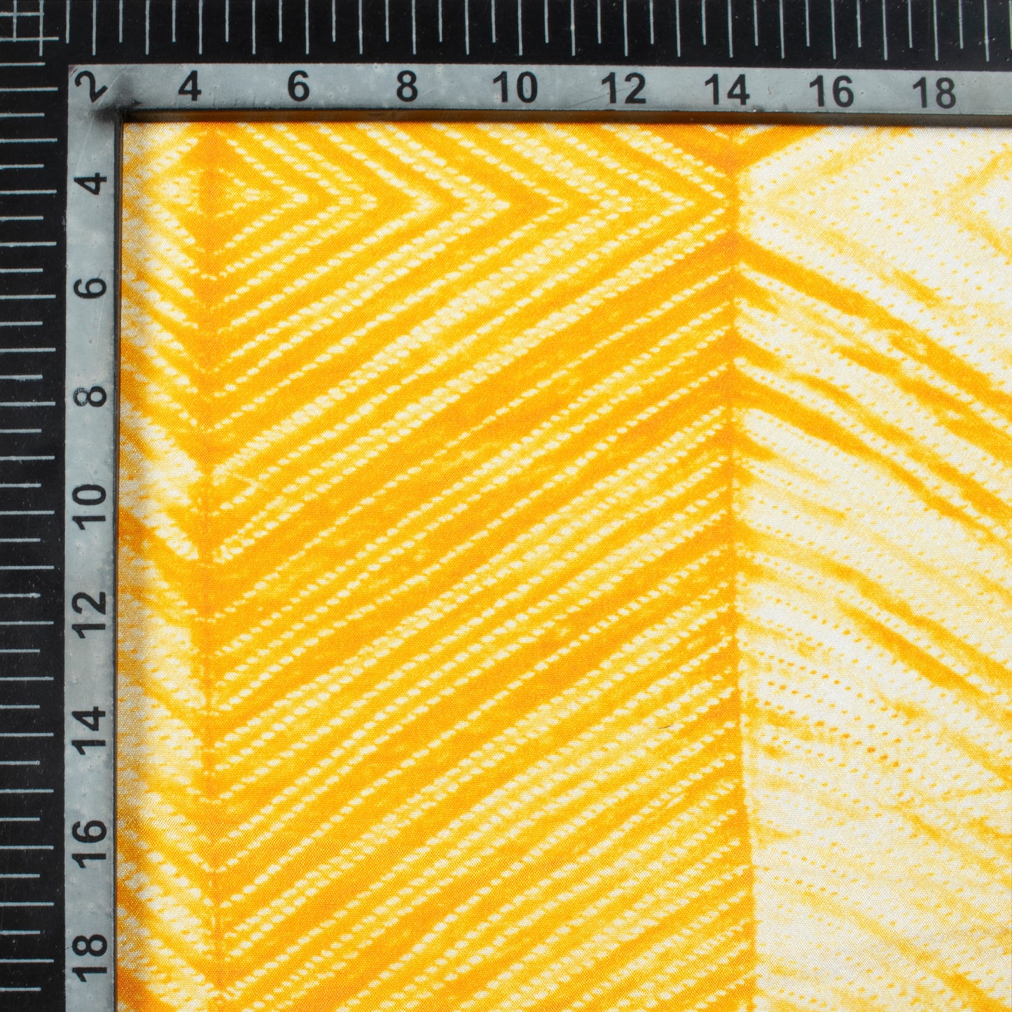Amber Yellow Chevron Pattern Digital Print Crepe Silk Fabric