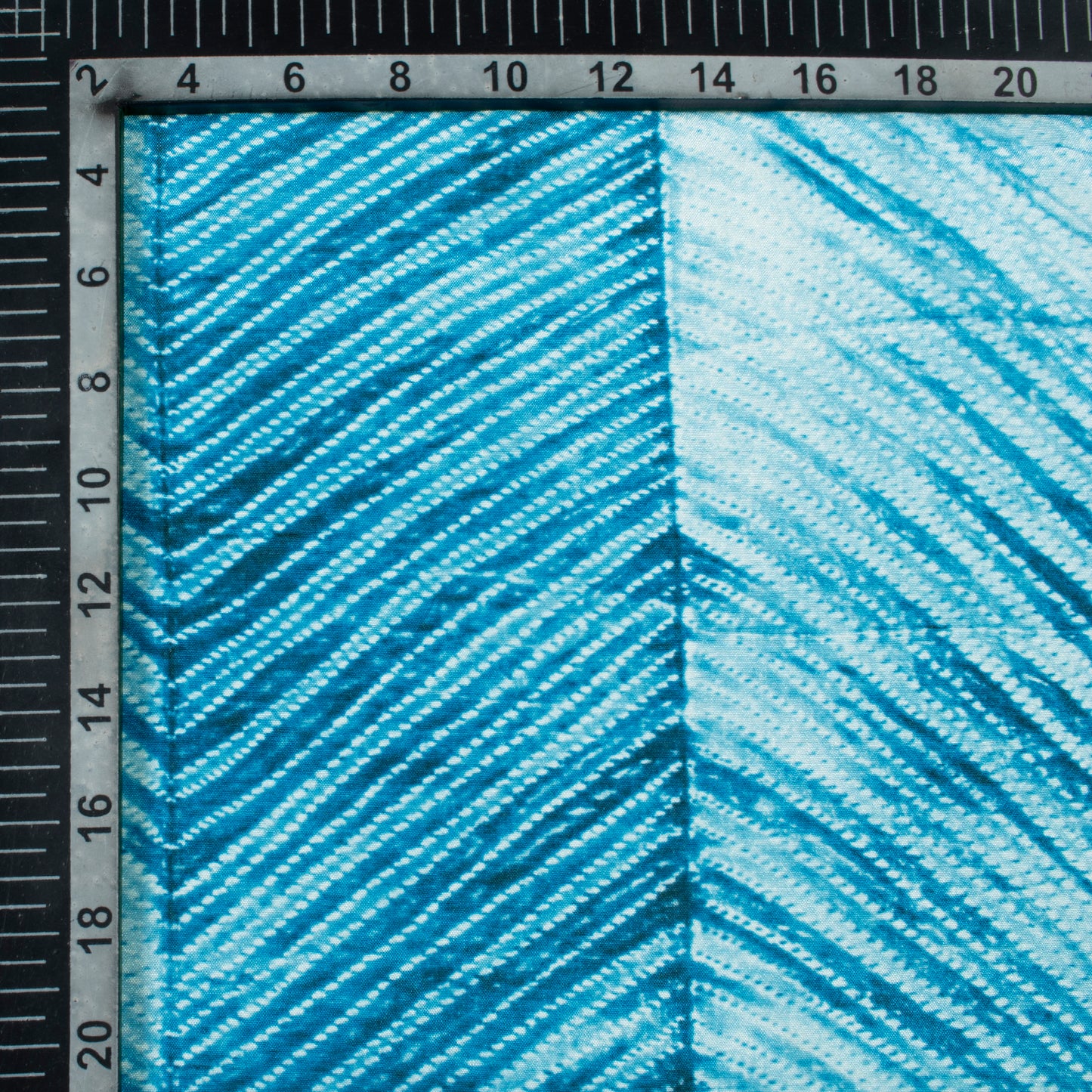 Prussian Blue Chevron Pattern Digital Print Crepe Silk Fabric