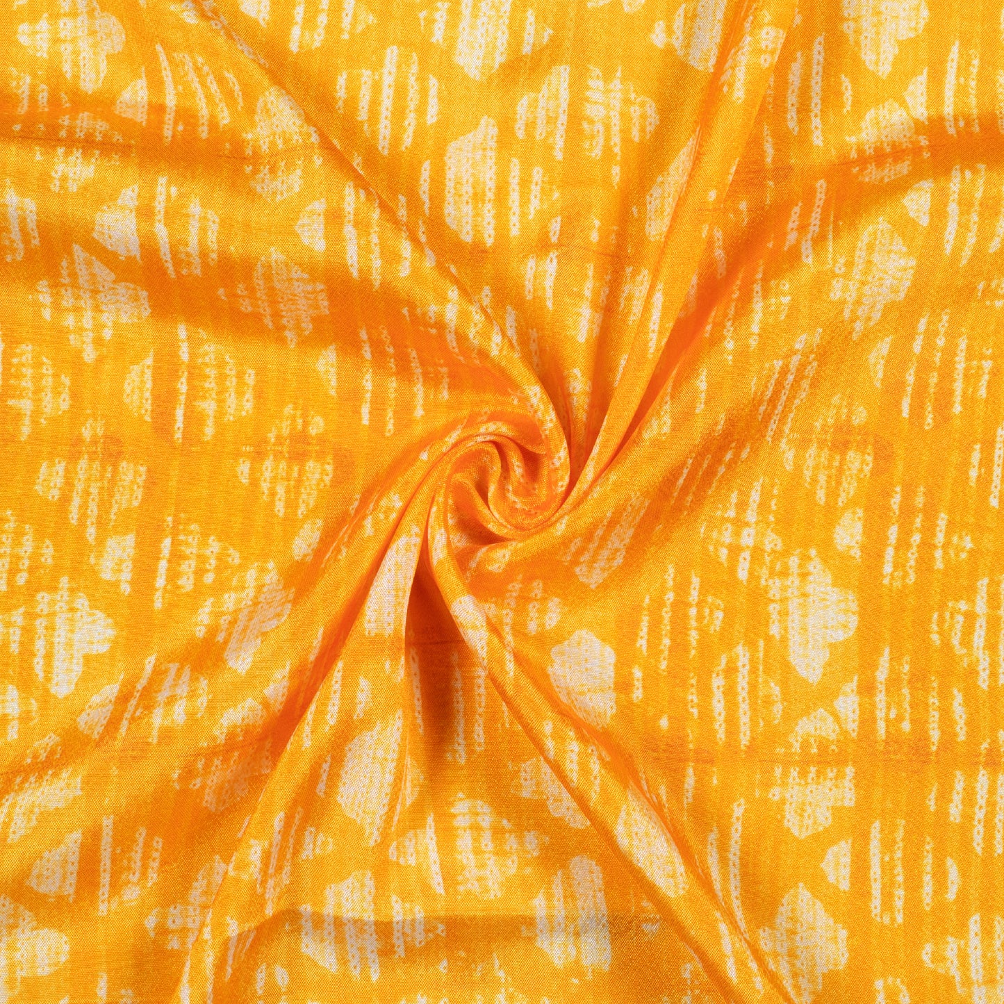 Amber Yellow Geometric Pattern Digital Print Crepe Silk Fabric