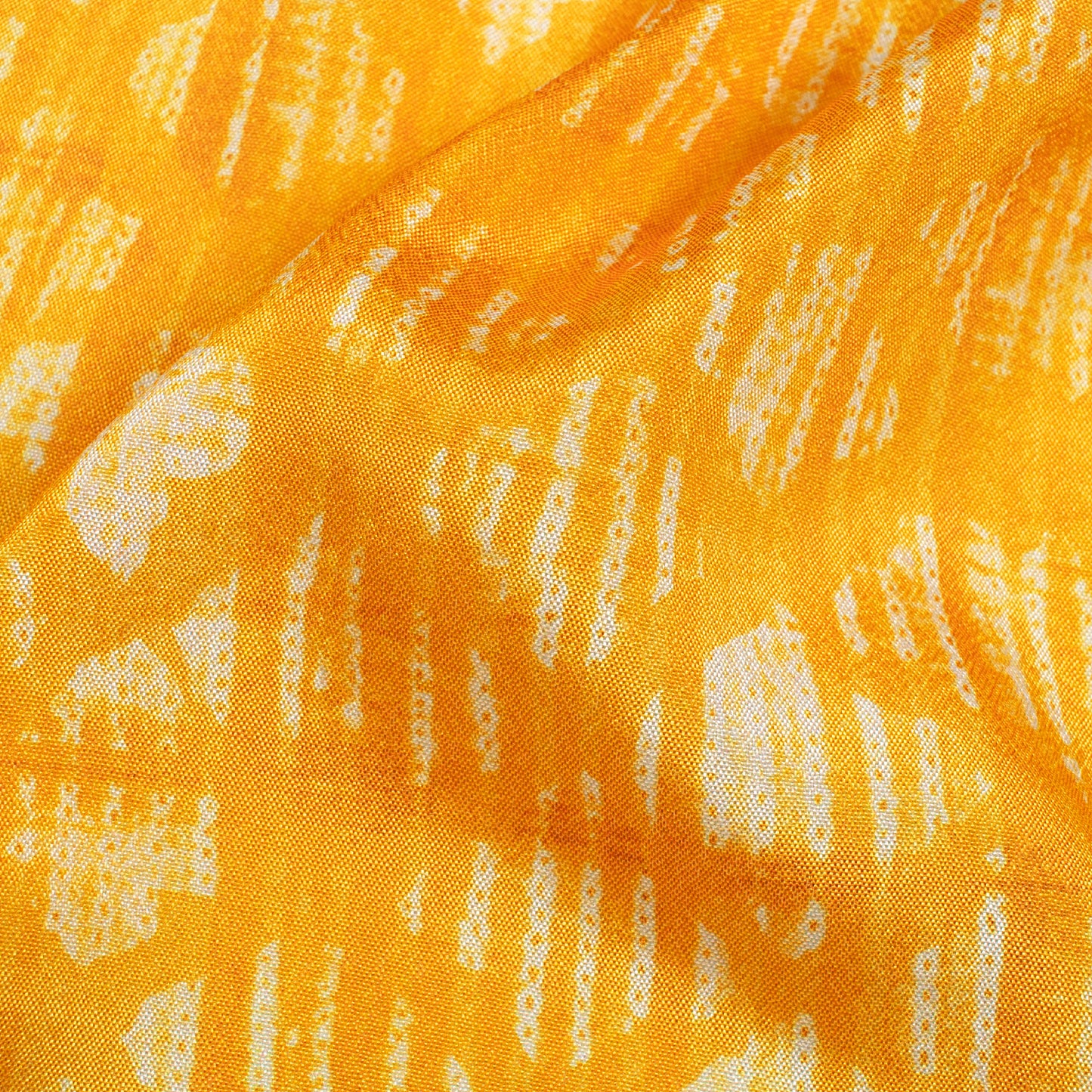 Amber Yellow Geometric Pattern Digital Print Crepe Silk Fabric
