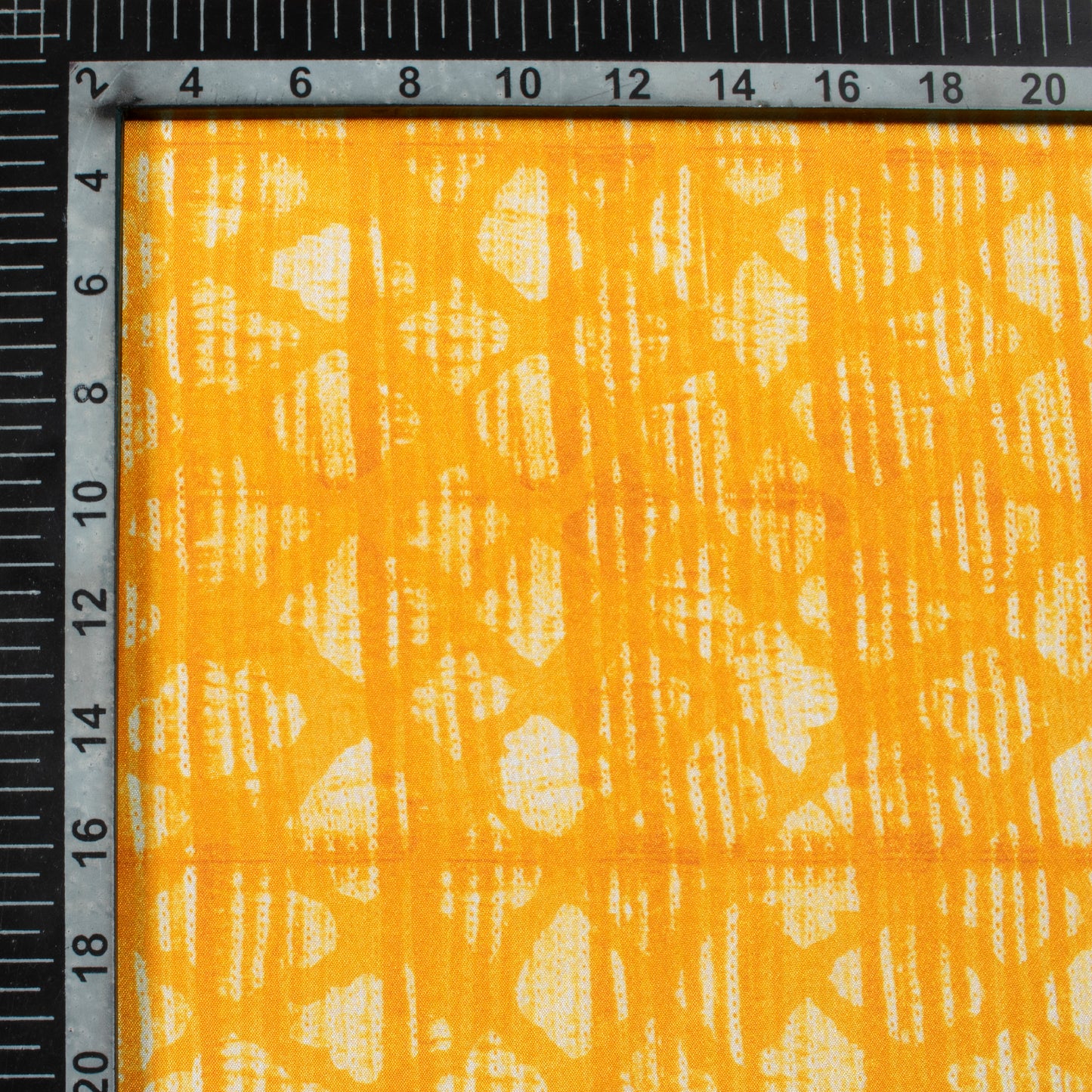Amber Yellow Geometric Pattern Digital Print Crepe Silk Fabric