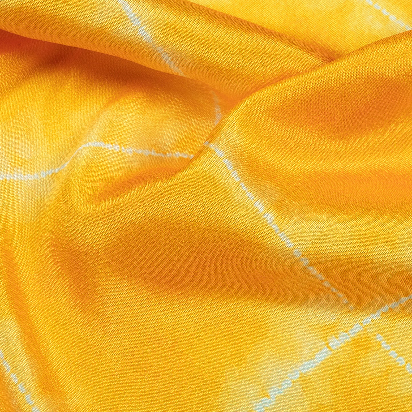 Amber Yellow Shibori Pattern Digital Print Crepe Silk Fabric