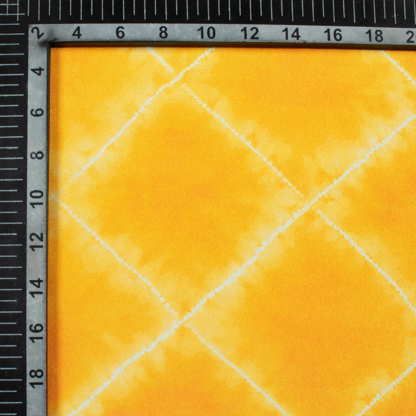 Amber Yellow Shiiborii Pattern Digital Print Crepe Silk Fabric