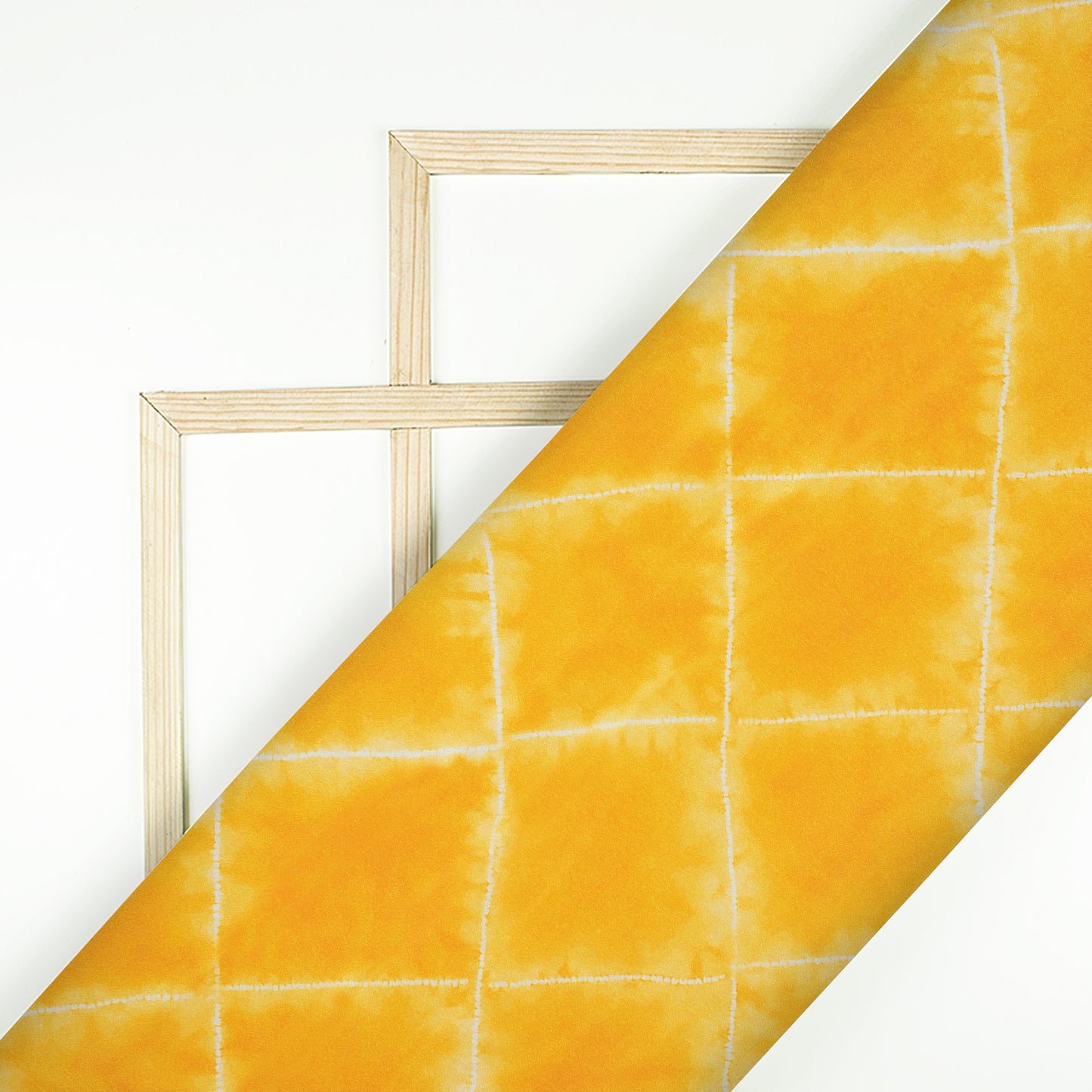 Amber Yellow Shiiborii Pattern Digital Print Crepe Silk Fabric