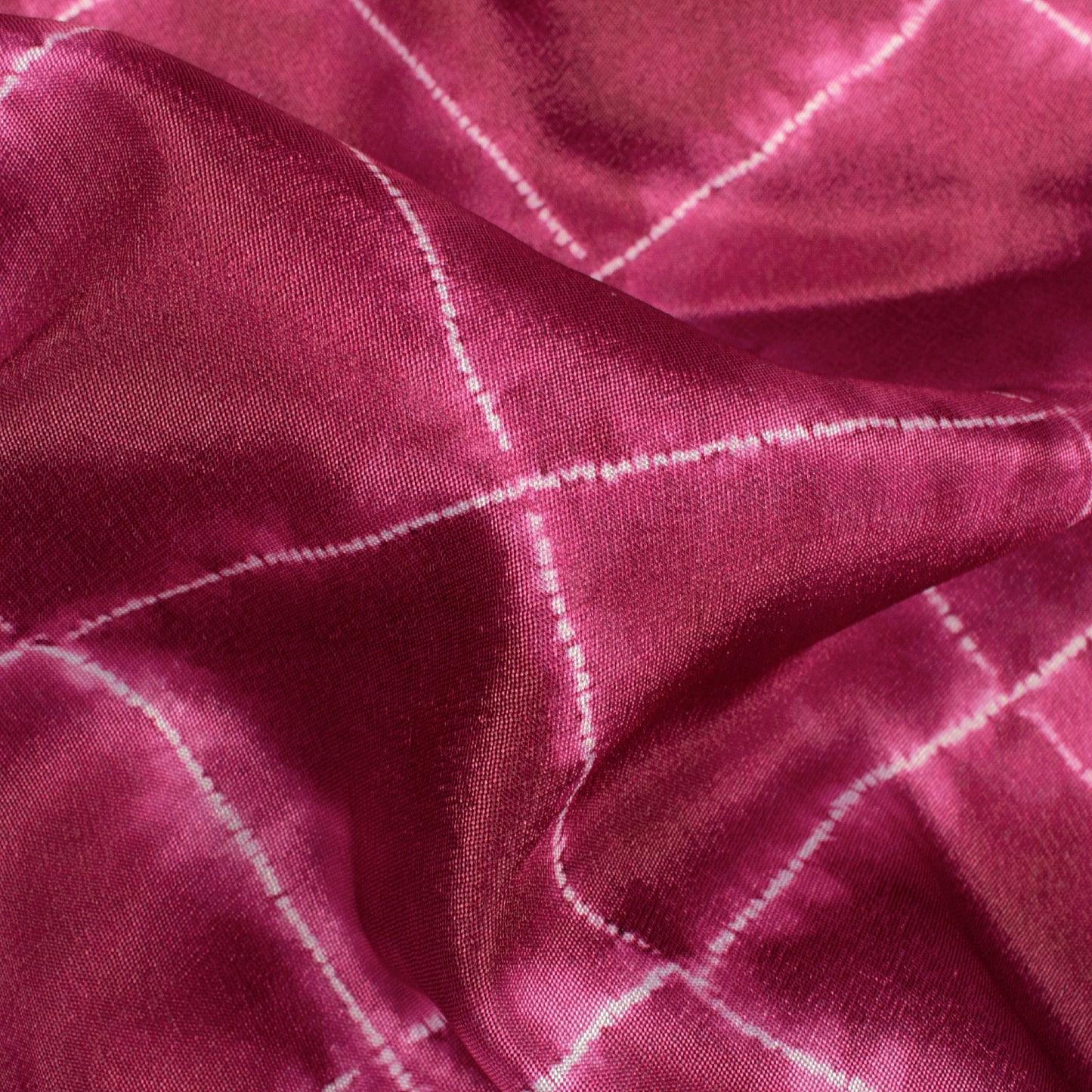 Dark Pink Shiiborii Pattern Digital Print Crepe Silk Fabric