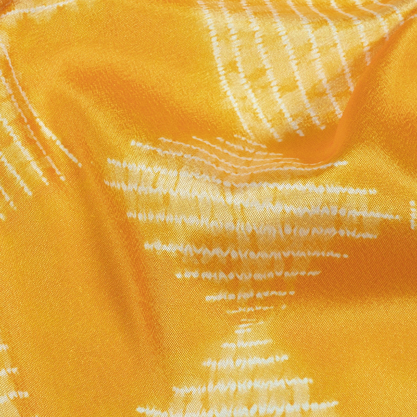 Amber Yellow Geometric Pattern Digital Print Crepe Silk Fabric