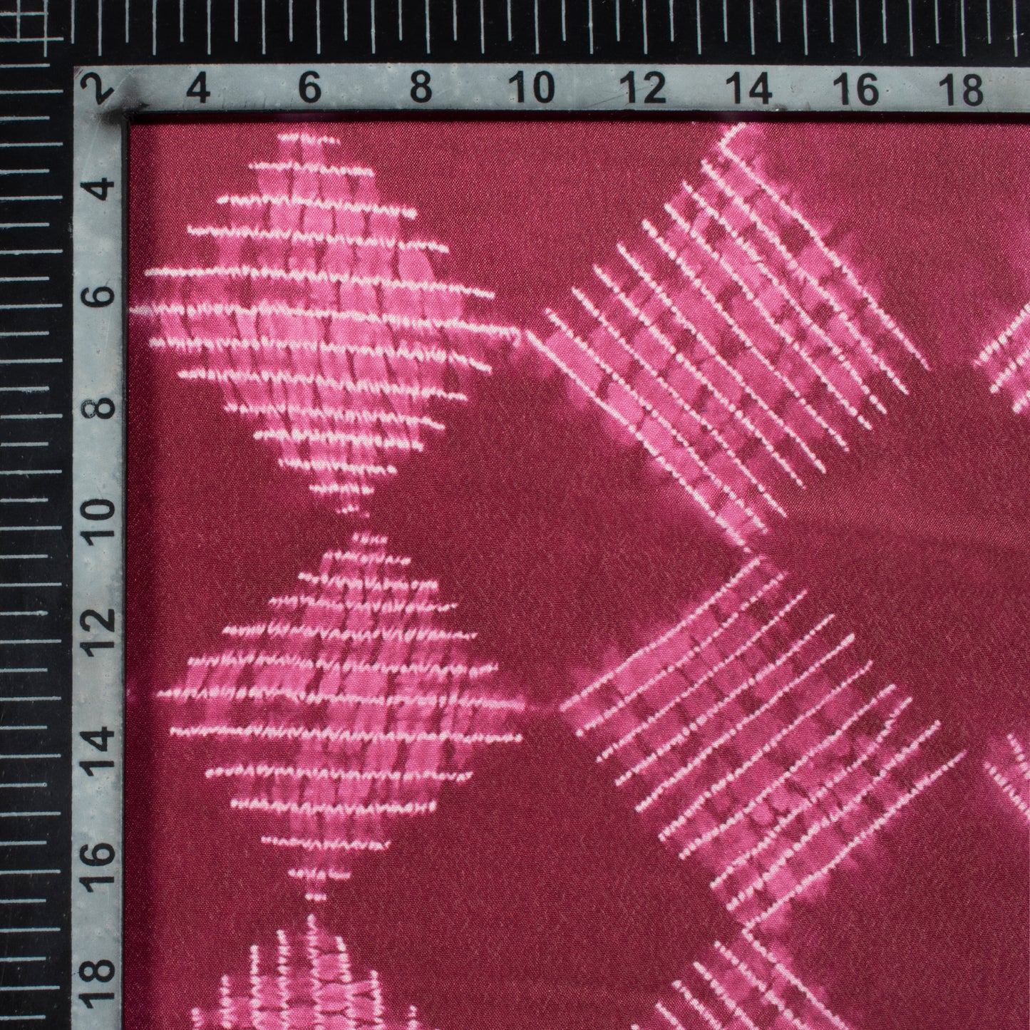 Dark Pink Geometric Pattern Digital Print Crepe Silk Fabric