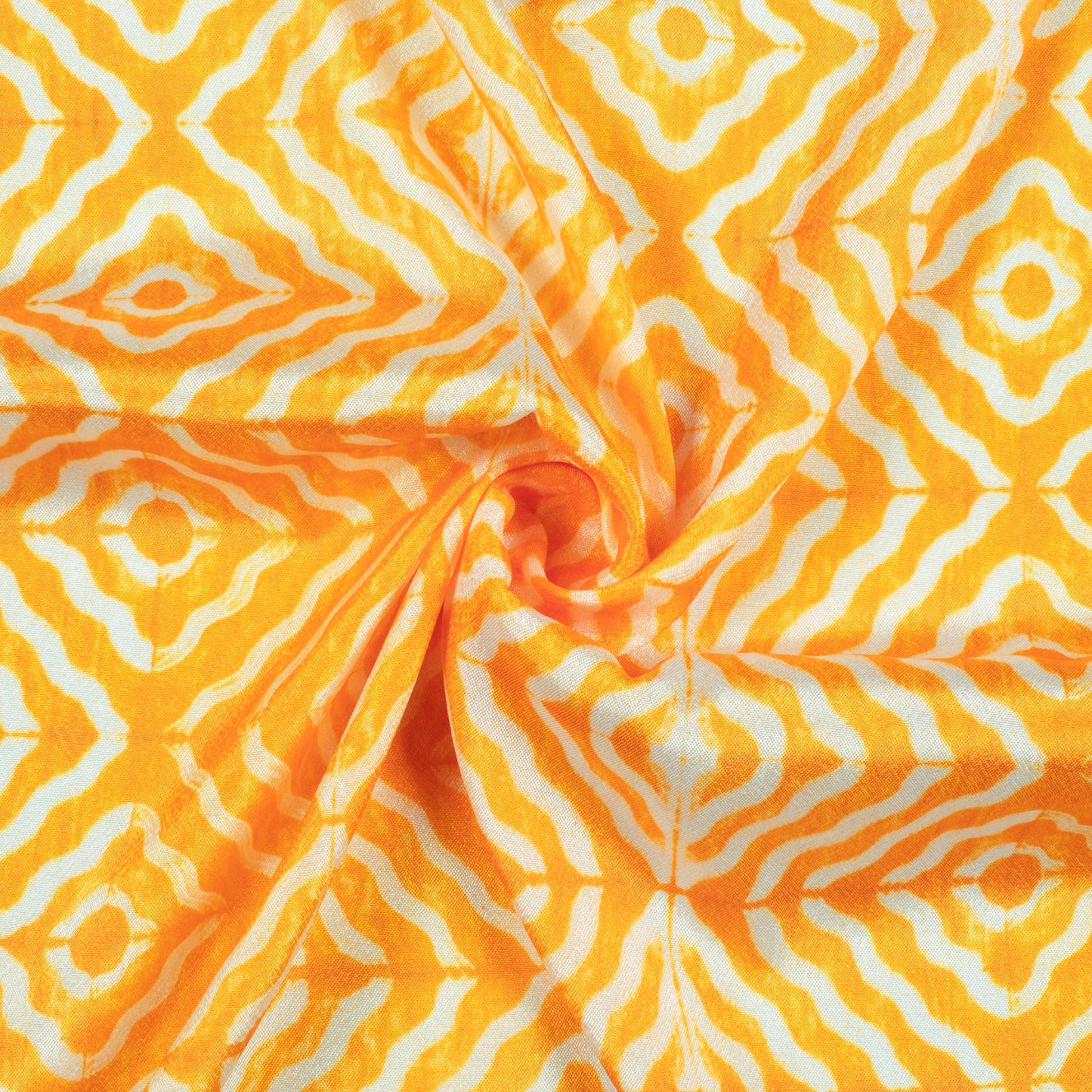 Bumblebee Yellow Geometric Pattern Digital Print Crepe Silk Fabric