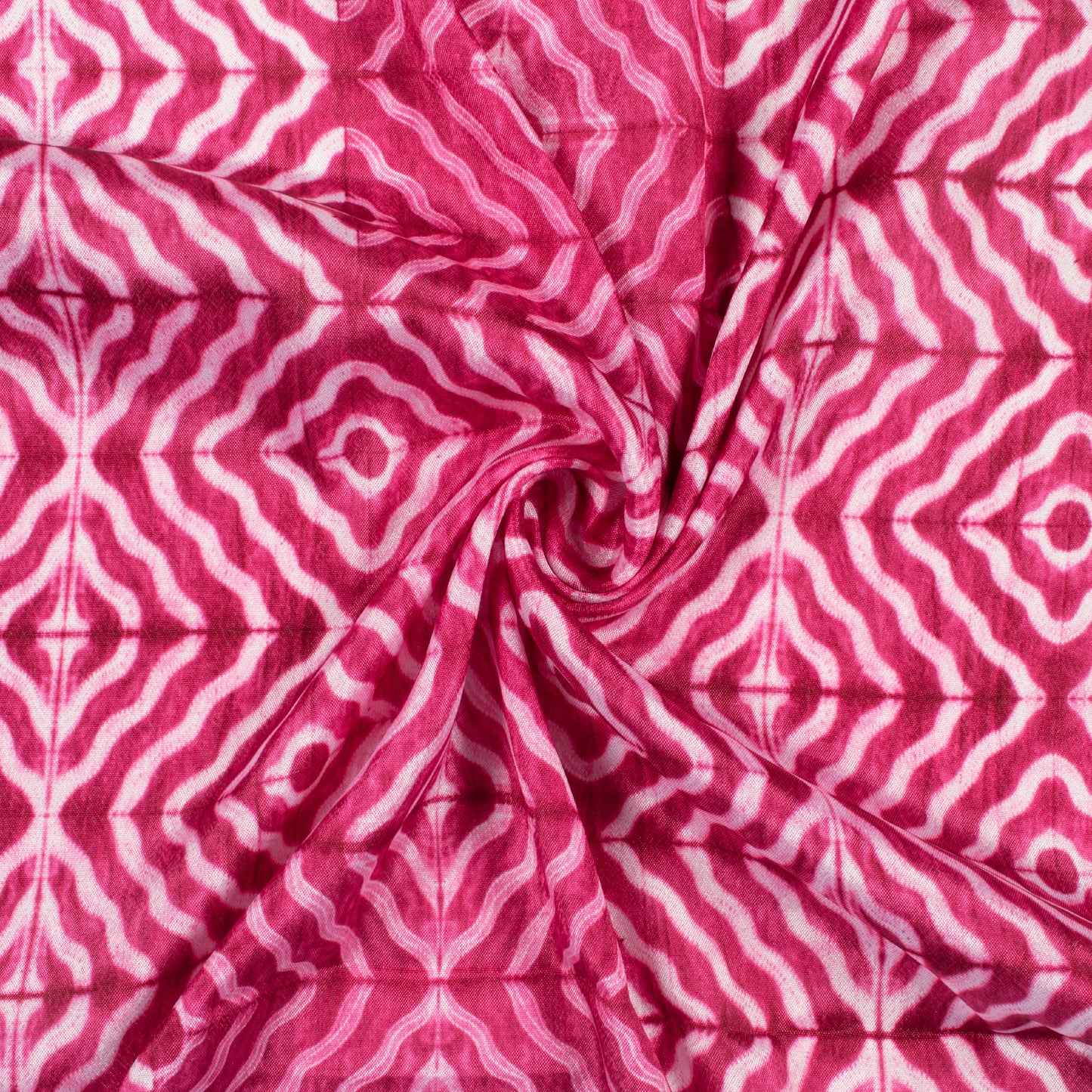 Rouge Pink Geometric Pattern Digital Print Crepe Silk Fabric