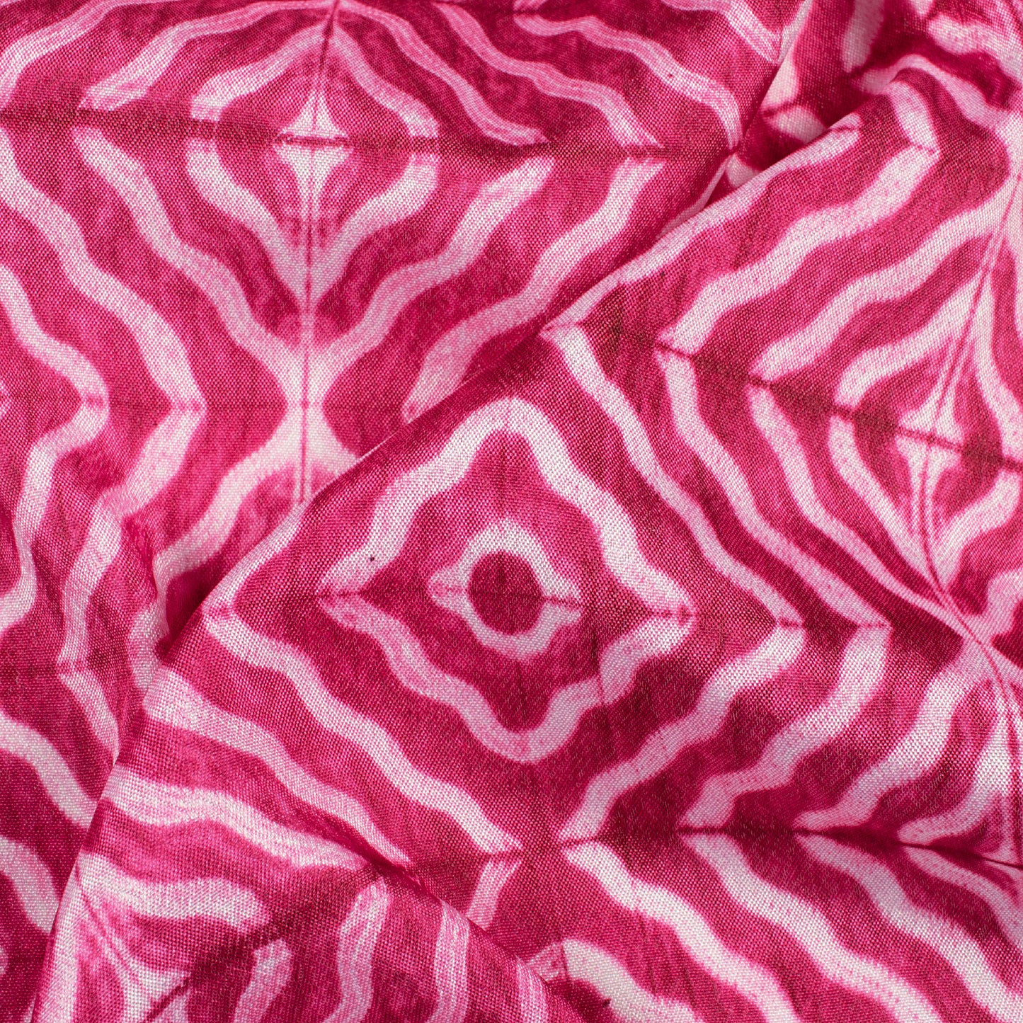 Rouge Pink Geometric Pattern Digital Print Crepe Silk Fabric